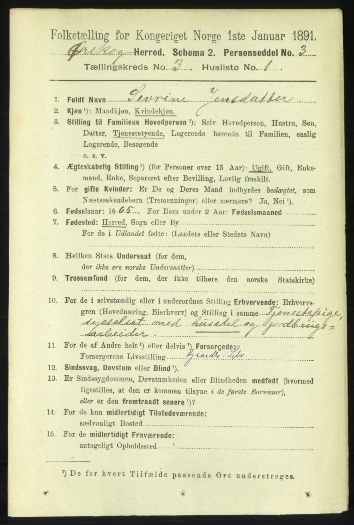 RA, 1891 census for 1527 Ørskog, 1891, p. 1309