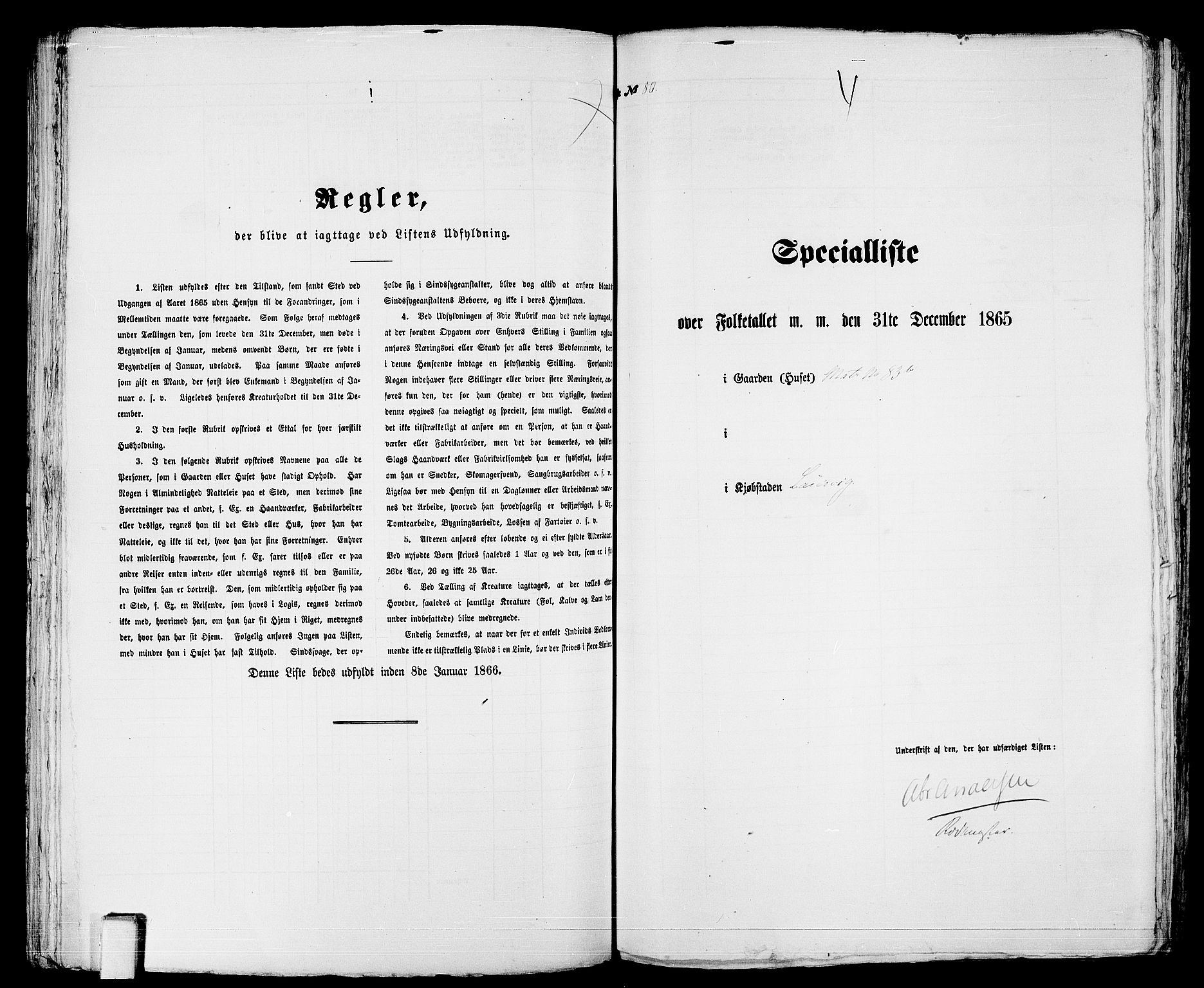 RA, 1865 census for Larvik, 1865, p. 173