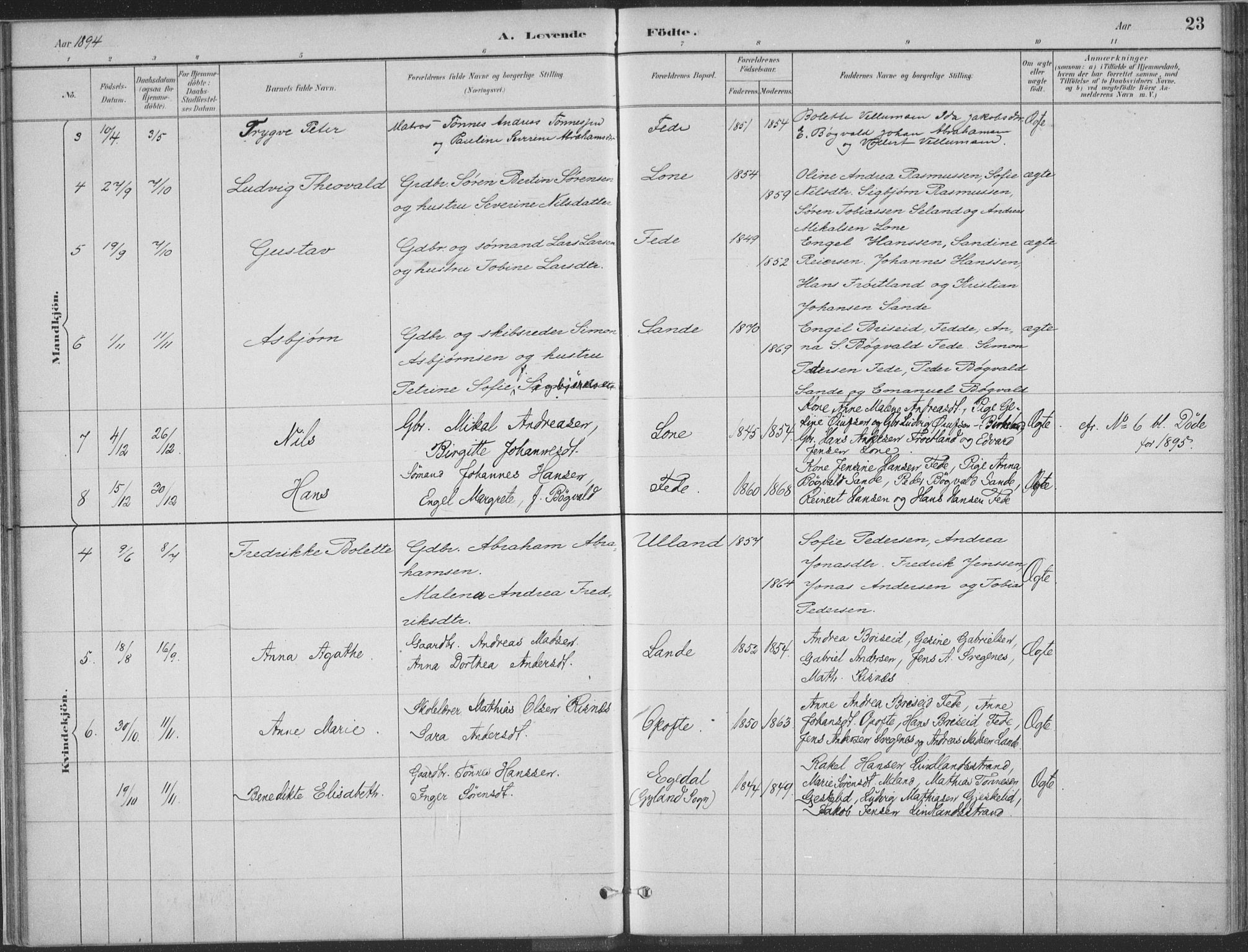 Kvinesdal sokneprestkontor, AV/SAK-1111-0026/F/Fa/Faa/L0004: Parish register (official) no. A 4, 1882-1897, p. 23