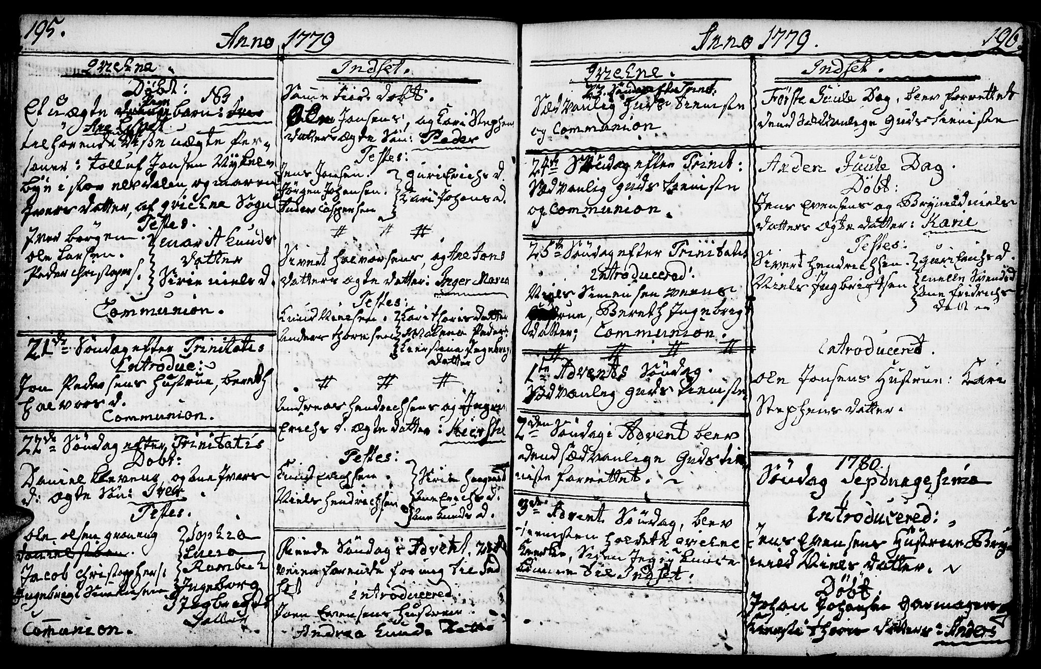 Kvikne prestekontor, SAH/PREST-064/H/Ha/Haa/L0002: Parish register (official) no. 2, 1764-1784, p. 195-196