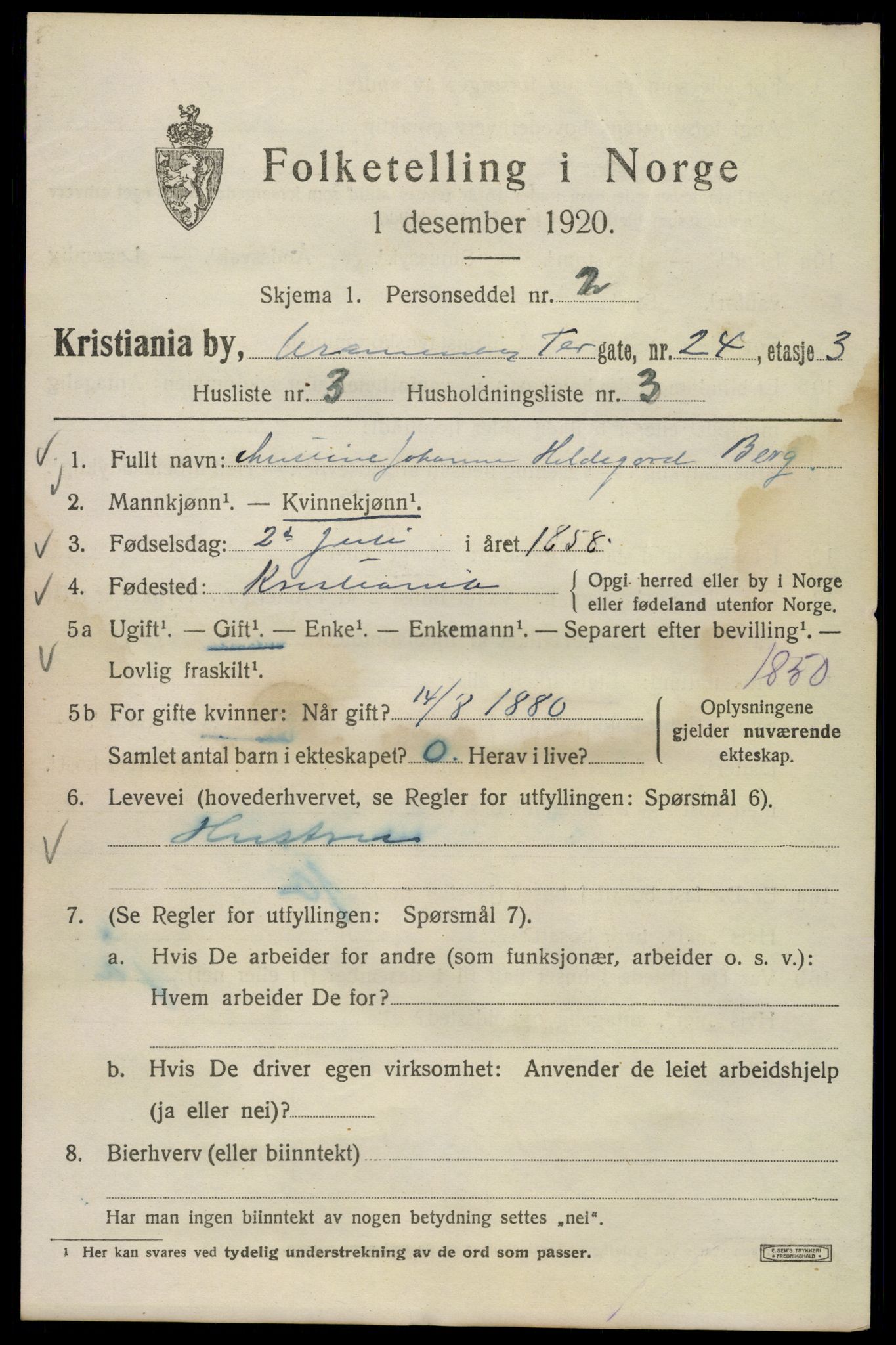 SAO, 1920 census for Kristiania, 1920, p. 619337