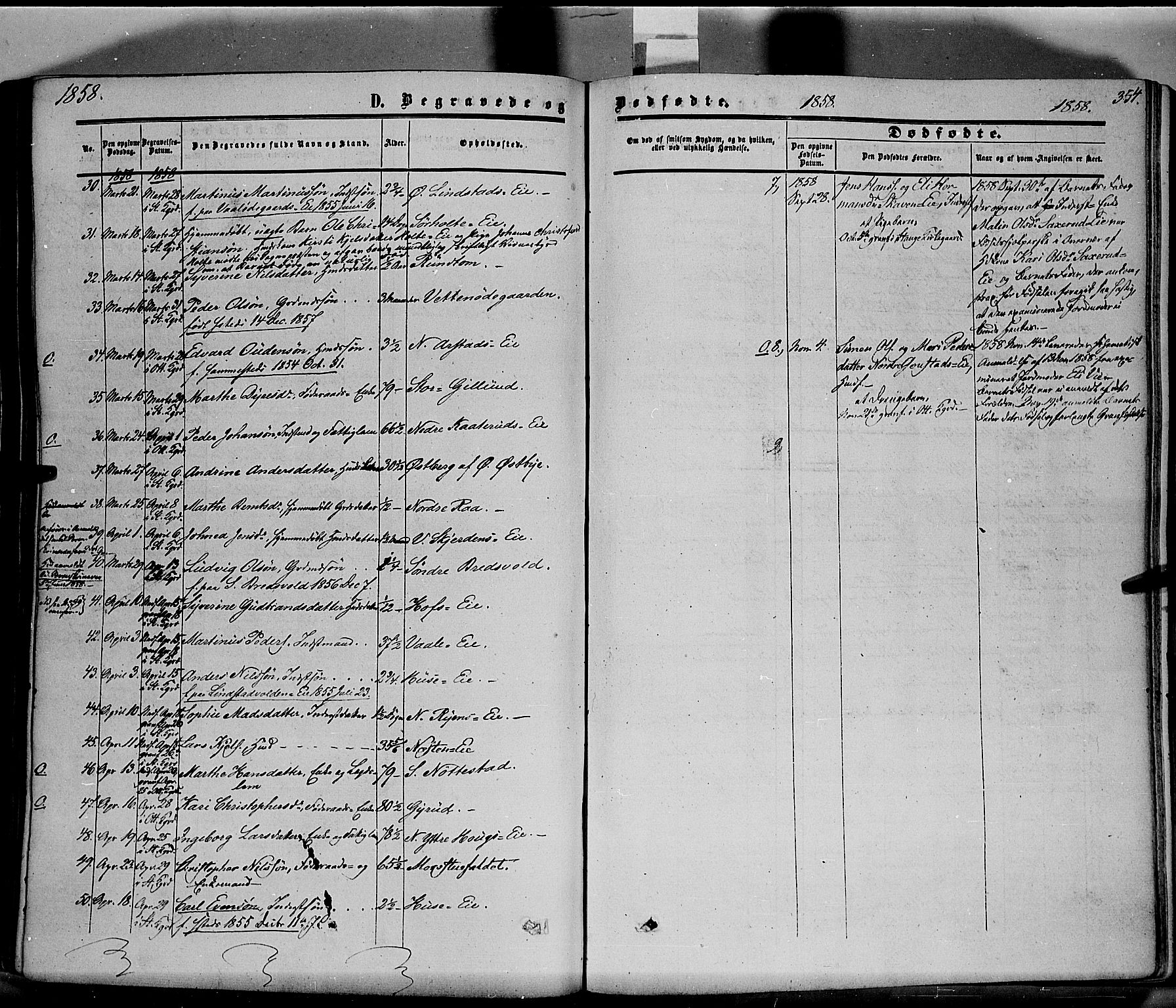 Stange prestekontor, SAH/PREST-002/K/L0012: Parish register (official) no. 12, 1852-1862, p. 354