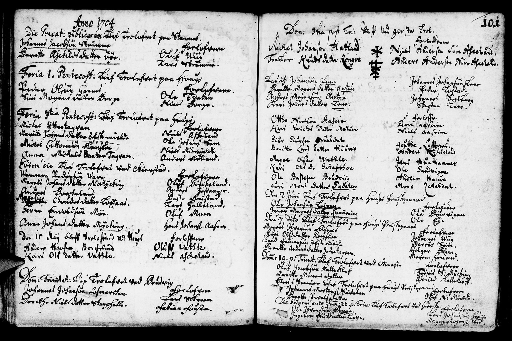 Haus sokneprestembete, AV/SAB-A-75601/H/Haa: Parish register (official) no. A 1, 1691-1712, p. 101
