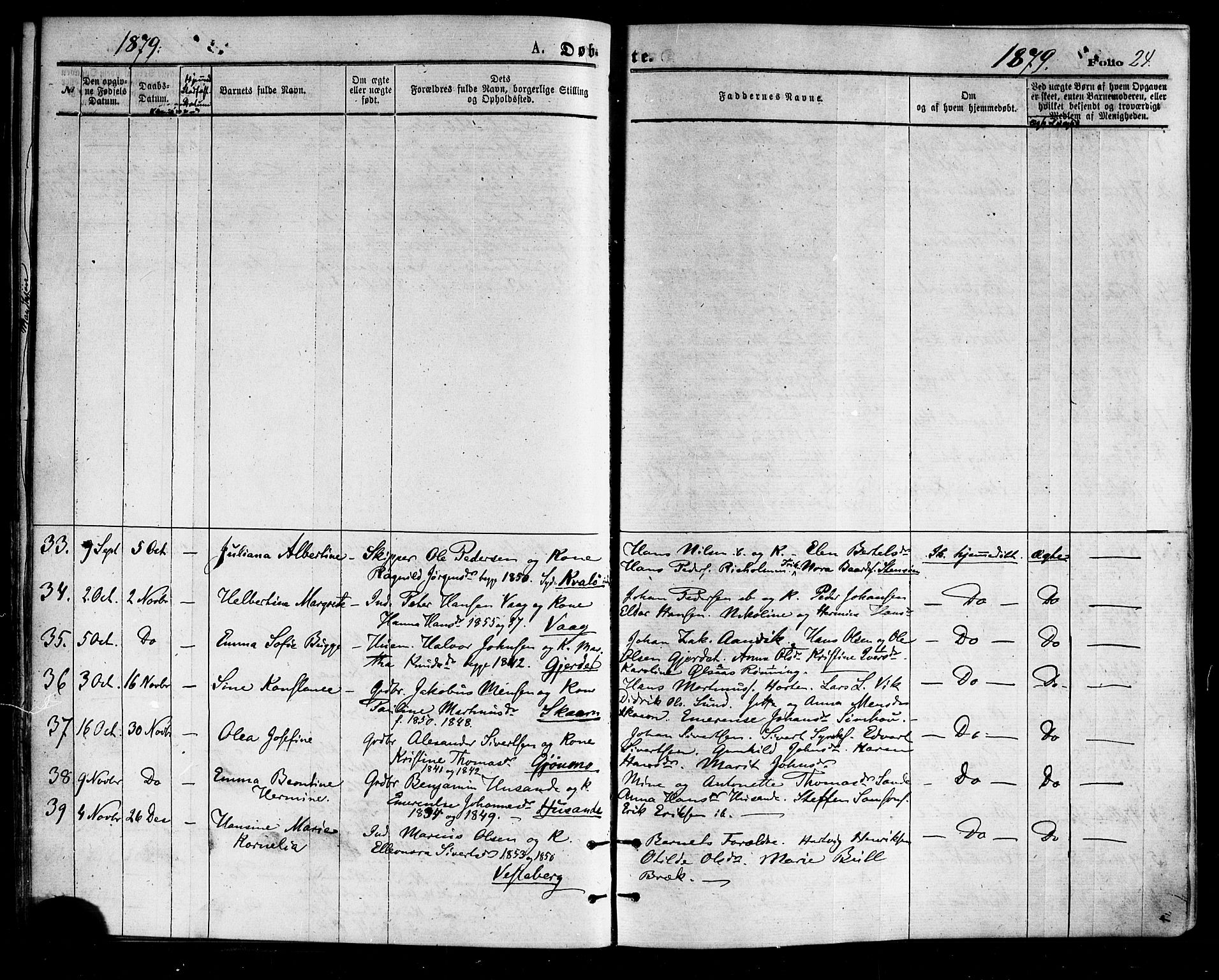 Ministerialprotokoller, klokkerbøker og fødselsregistre - Nordland, AV/SAT-A-1459/812/L0177: Parish register (official) no. 812A06, 1875-1885, p. 24