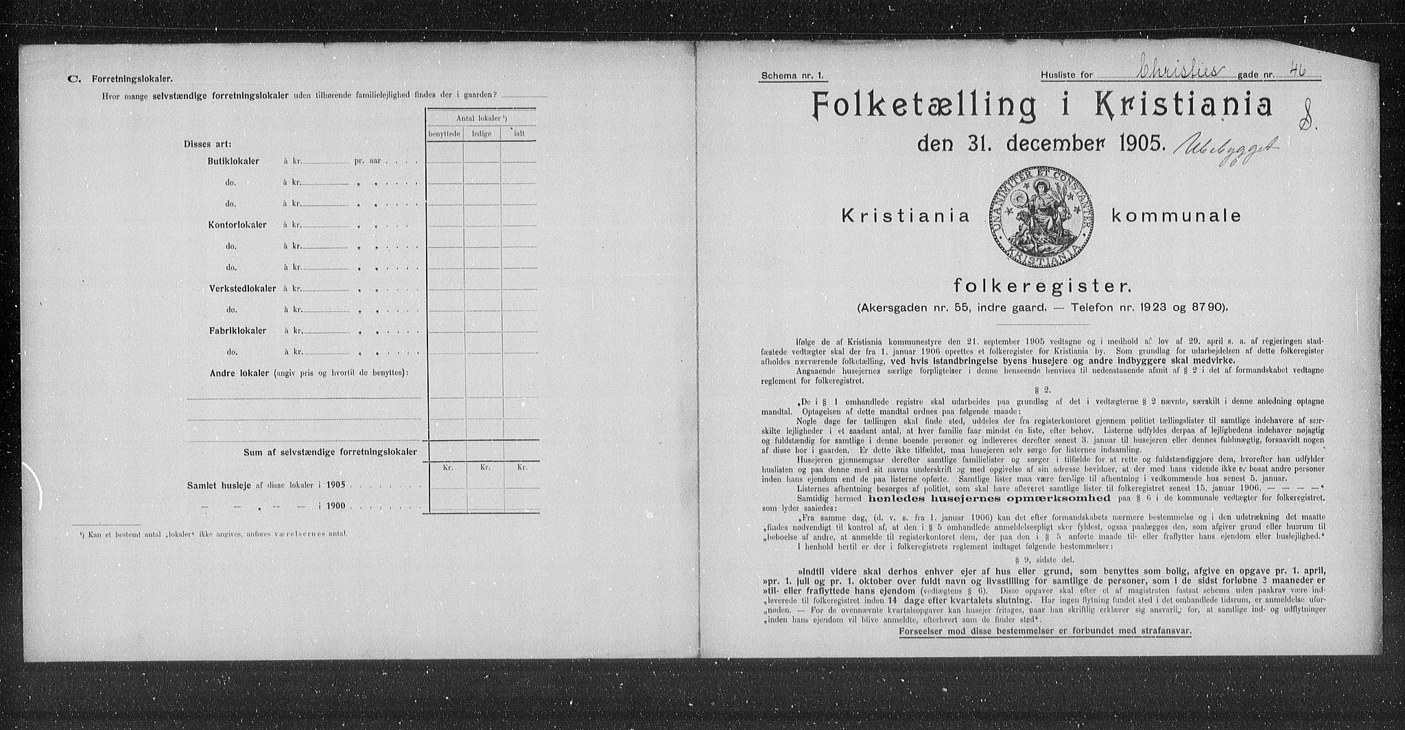 OBA, Municipal Census 1905 for Kristiania, 1905, p. 6682