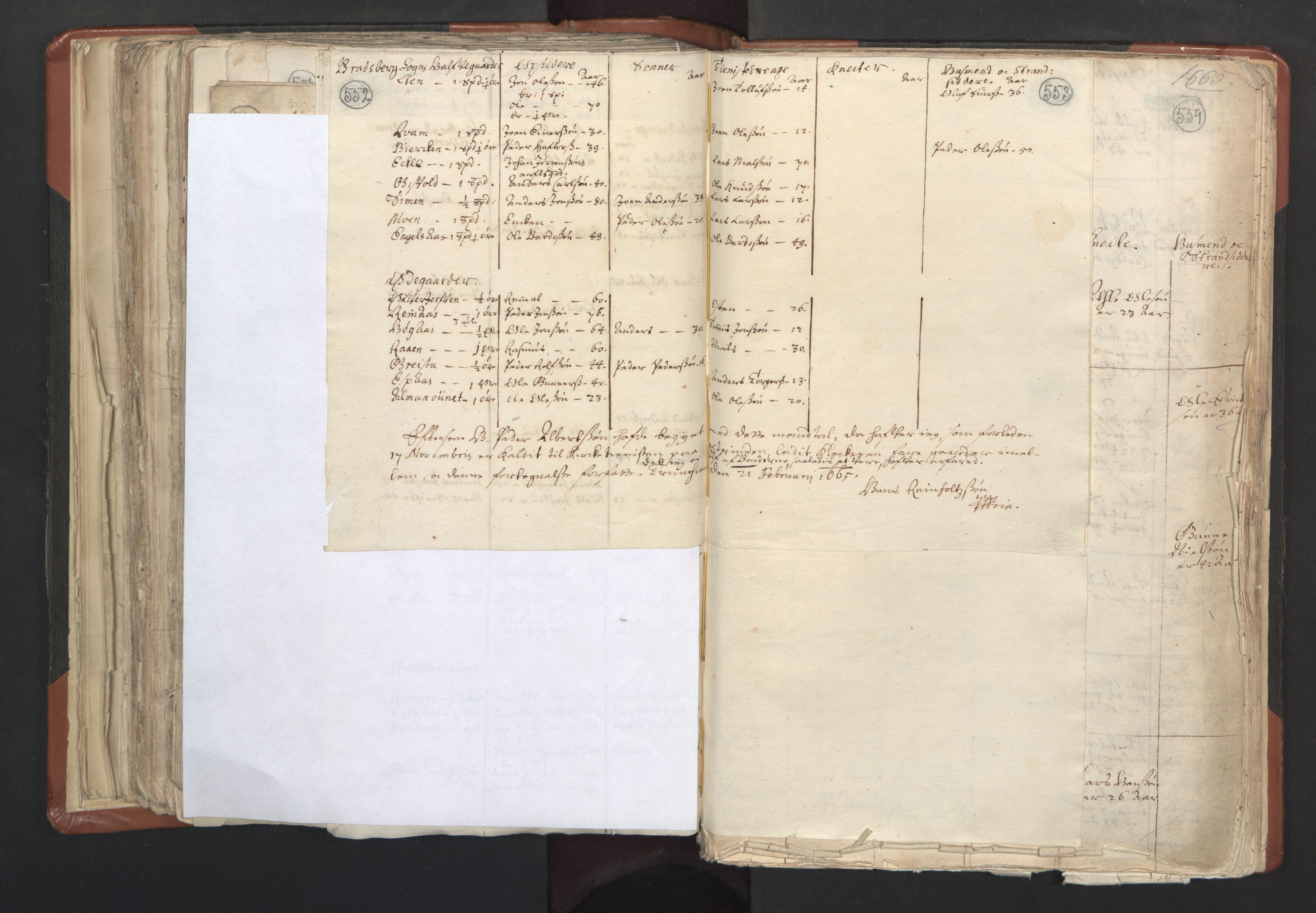 RA, Vicar's Census 1664-1666, no. 31: Dalane deanery, 1664-1666, p. 552-553