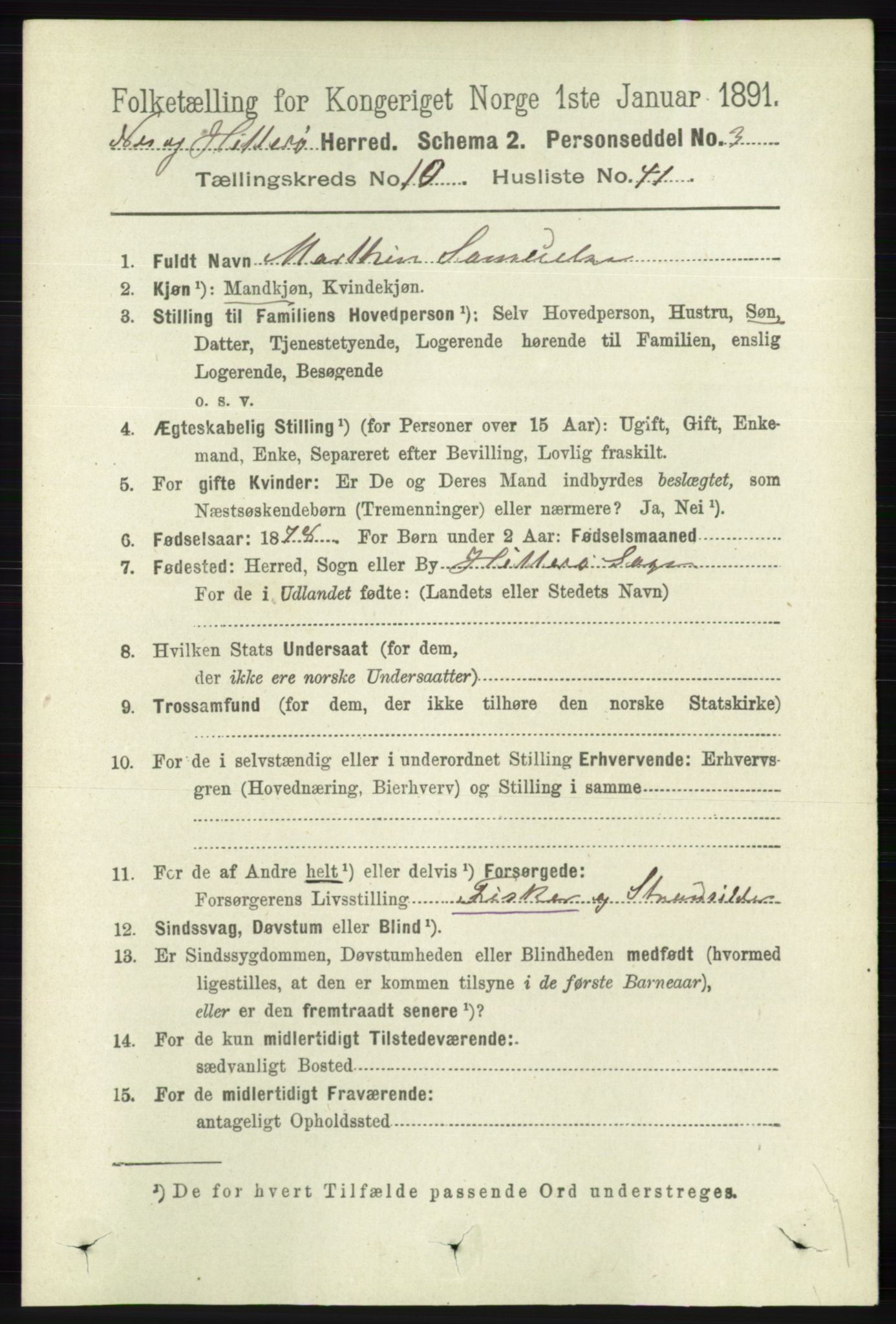 RA, 1891 census for 1043 Hidra og Nes, 1891, p. 4354