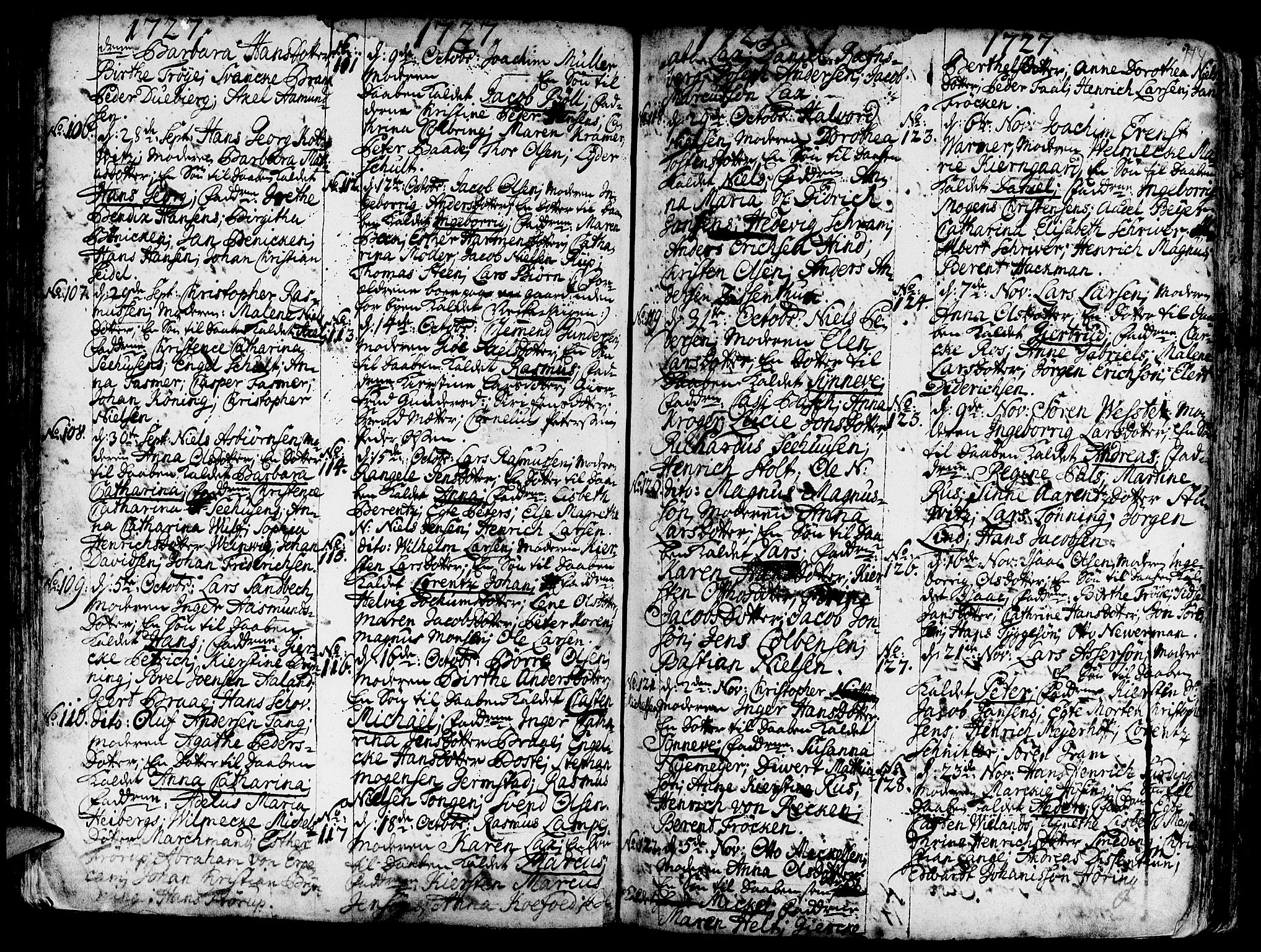 Nykirken Sokneprestembete, AV/SAB-A-77101/H/Haa/L0003: Parish register (official) no. A 3, 1717-1764, p. 114