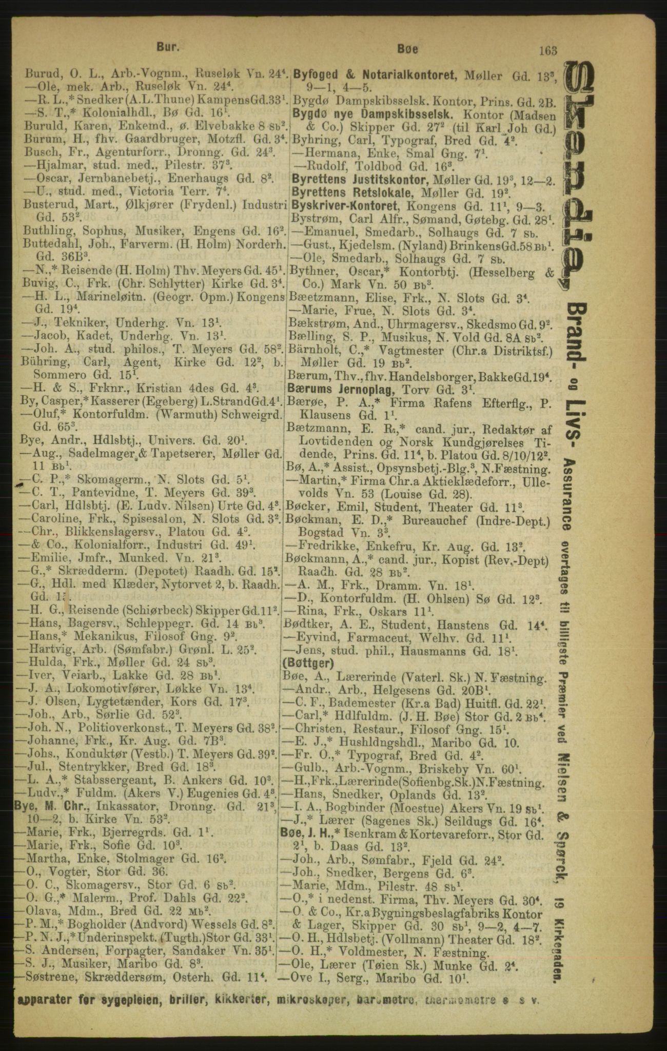 Kristiania/Oslo adressebok, PUBL/-, 1888, p. 163