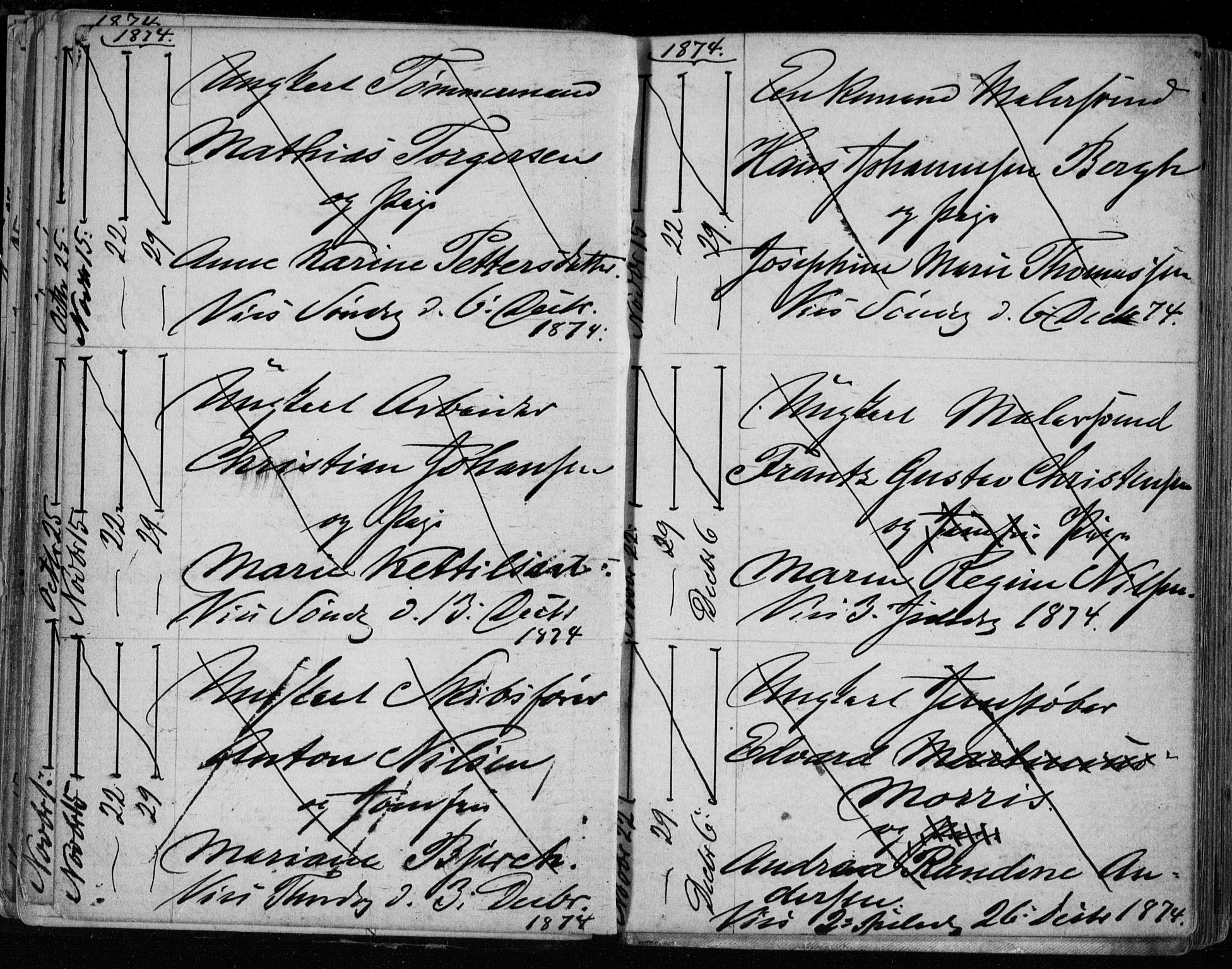 Bragernes kirkebøker, AV/SAKO-A-6/H/Ha/L0006: Banns register no. 6, 1873-1896