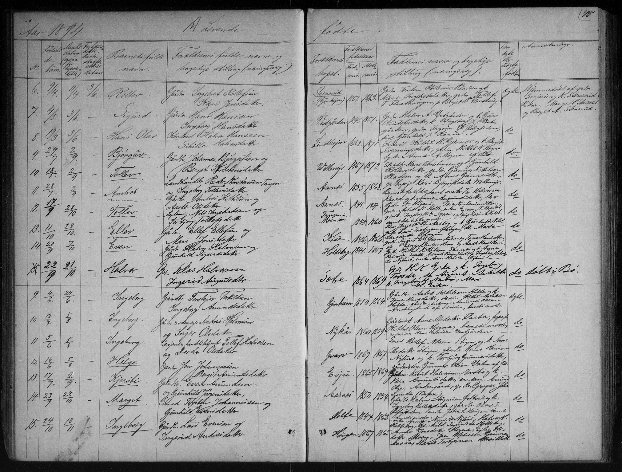 Sauherad kirkebøker, AV/SAKO-A-298/G/Gb/L0002: Parish register (copy) no. II 2, 1866-1897, p. 75