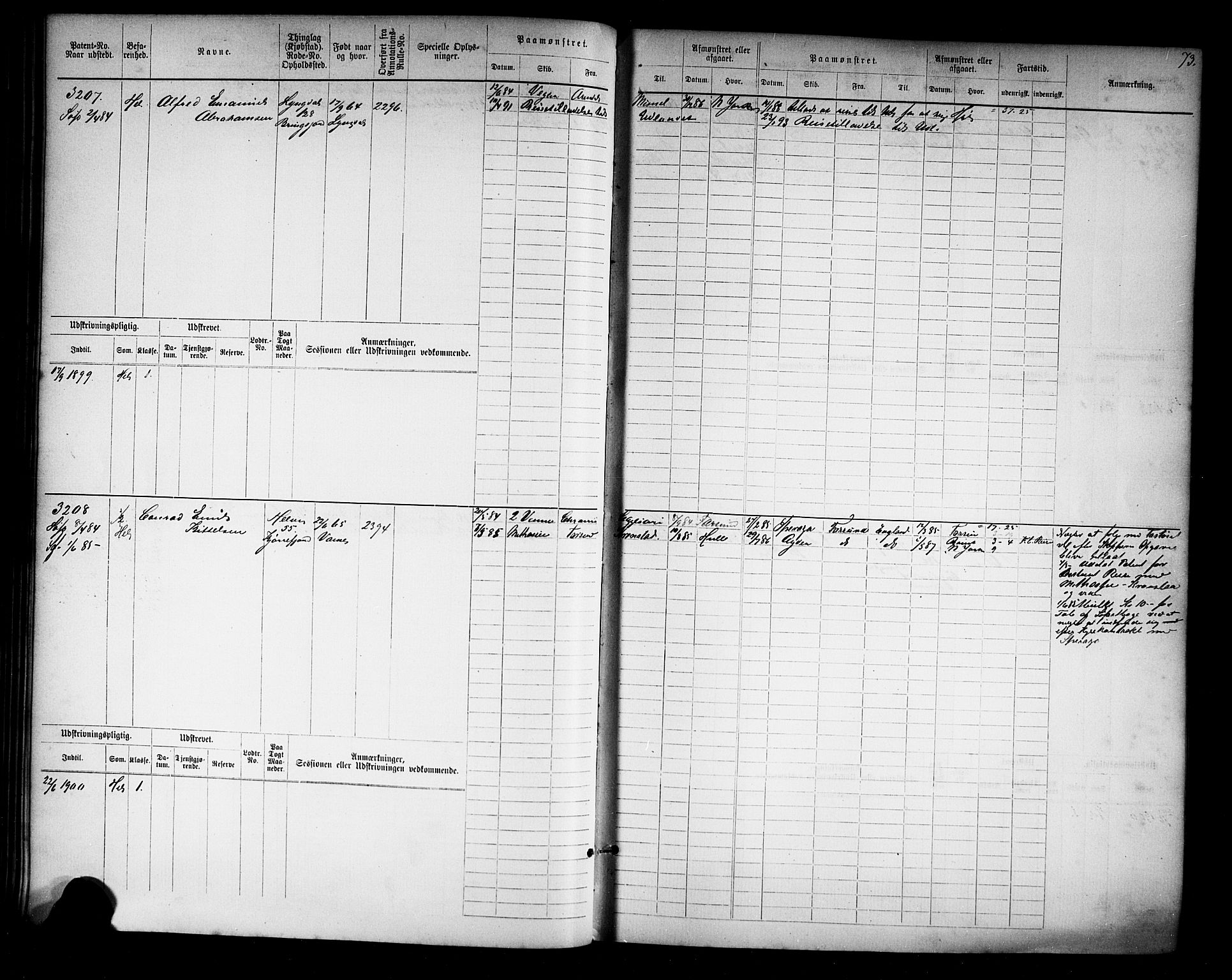 Farsund mønstringskrets, AV/SAK-2031-0017/F/Fb/L0019: Hovedrulle nr 3067-3832, Z-11, 1882-1922, p. 76