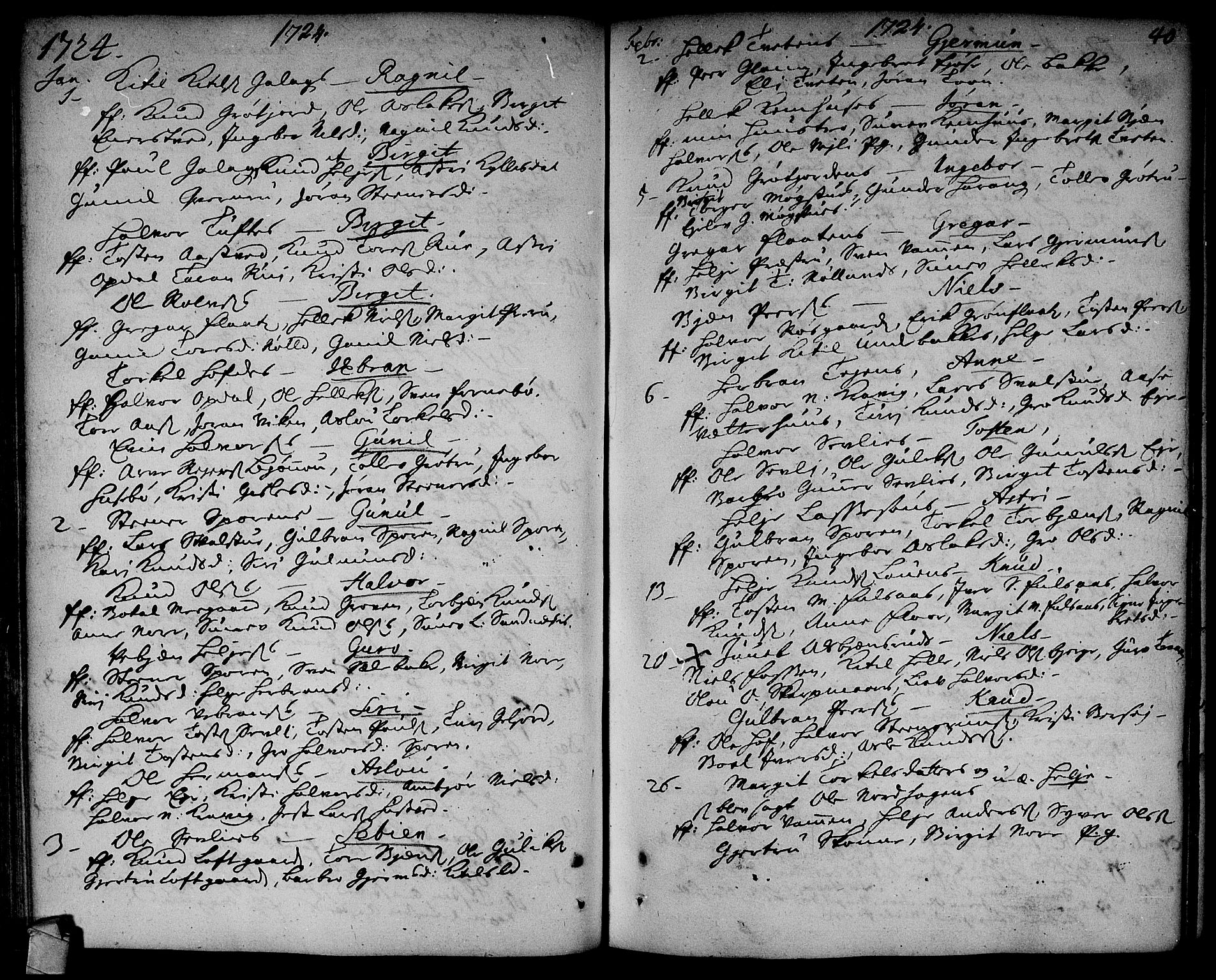 Rollag kirkebøker, SAKO/A-240/F/Fa/L0002: Parish register (official) no. I 2, 1714-1742, p. 40