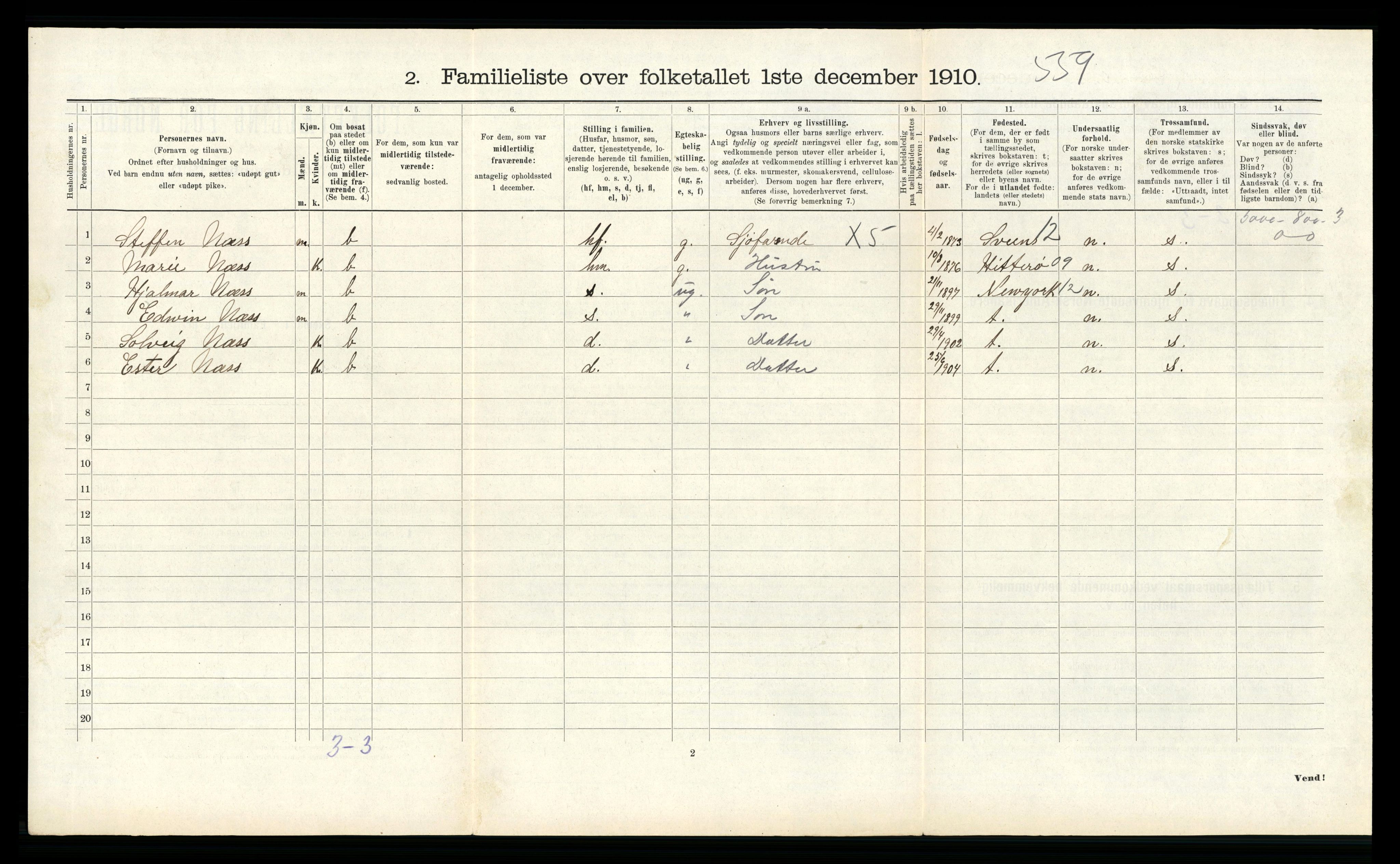 RA, 1910 census for Haugesund, 1910, p. 5005