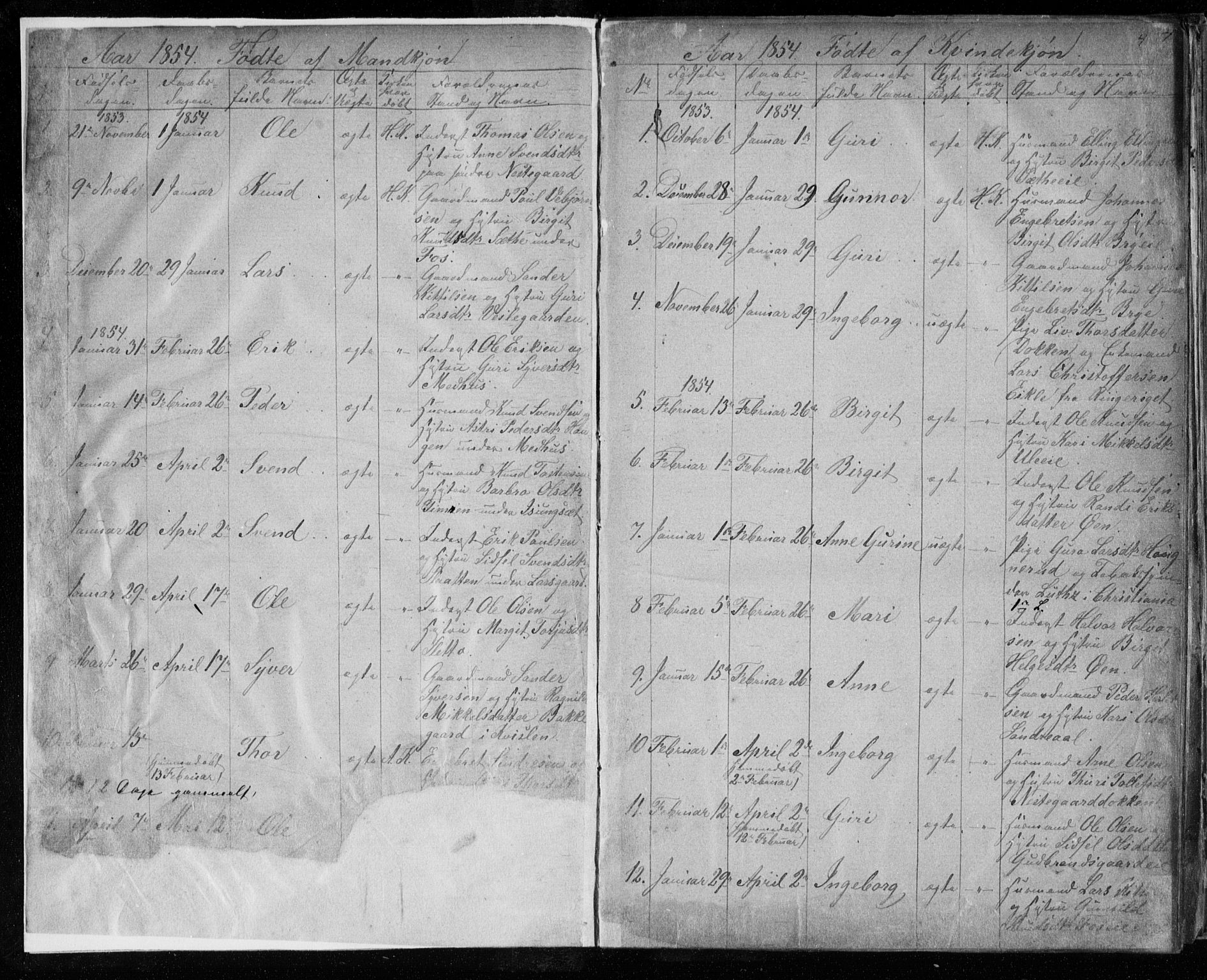 Hol kirkebøker, SAKO/A-227/F/Fa/L0001: Parish register (official) no. I 1, 1850-1870, p. 3-4