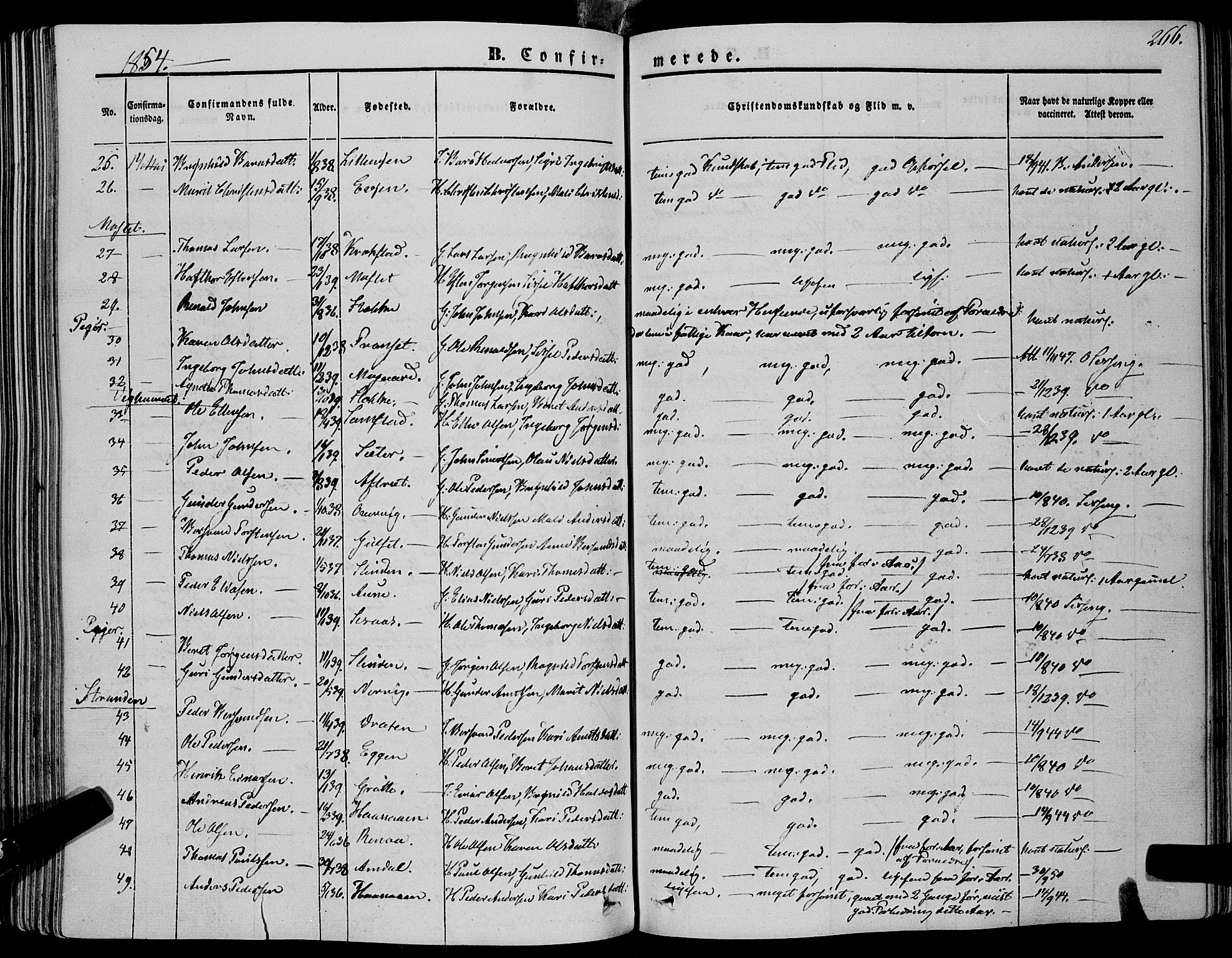 Ministerialprotokoller, klokkerbøker og fødselsregistre - Sør-Trøndelag, SAT/A-1456/695/L1145: Parish register (official) no. 695A06 /1, 1843-1859, p. 266