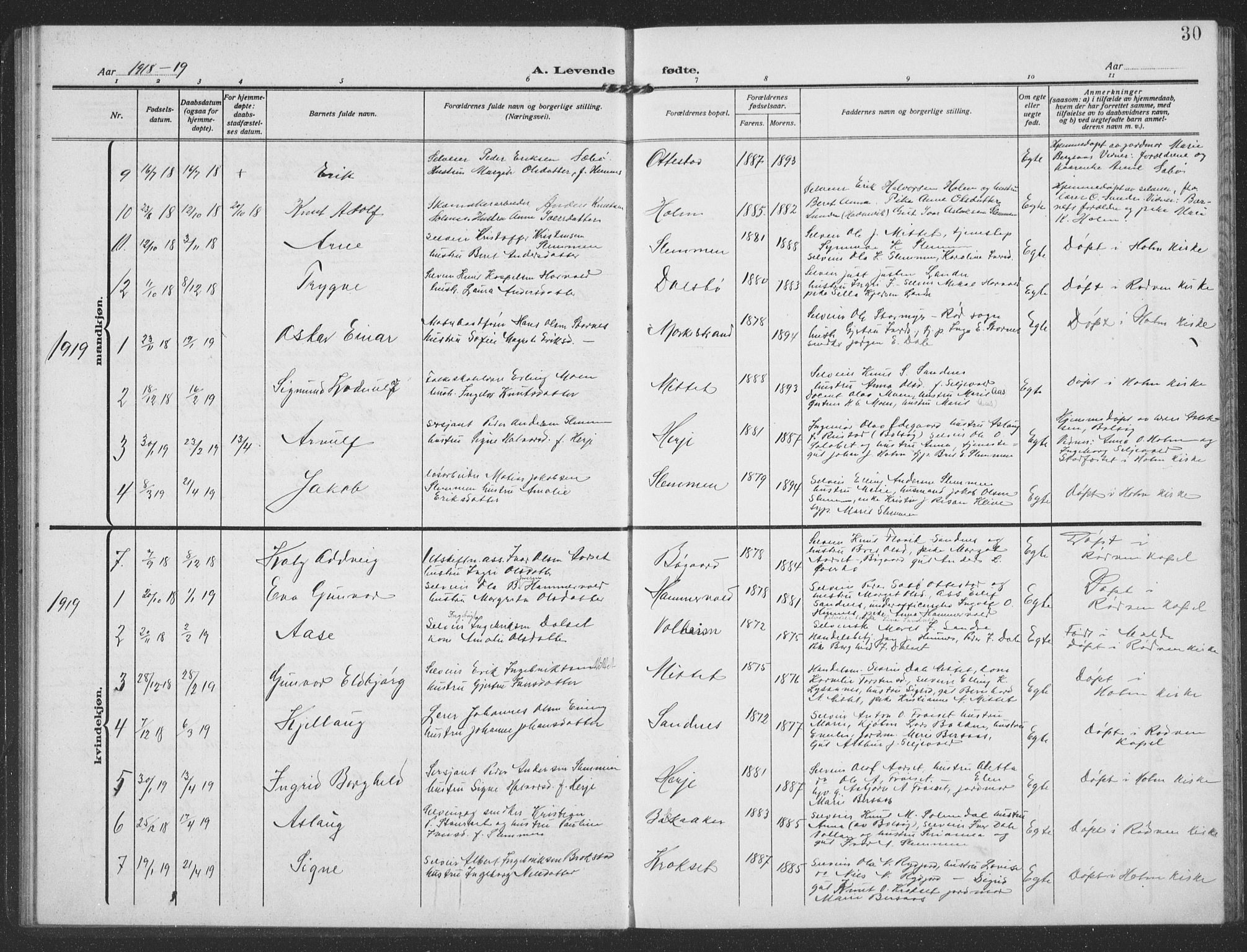 Ministerialprotokoller, klokkerbøker og fødselsregistre - Møre og Romsdal, SAT/A-1454/549/L0615: Parish register (copy) no. 549C01, 1905-1932, p. 30