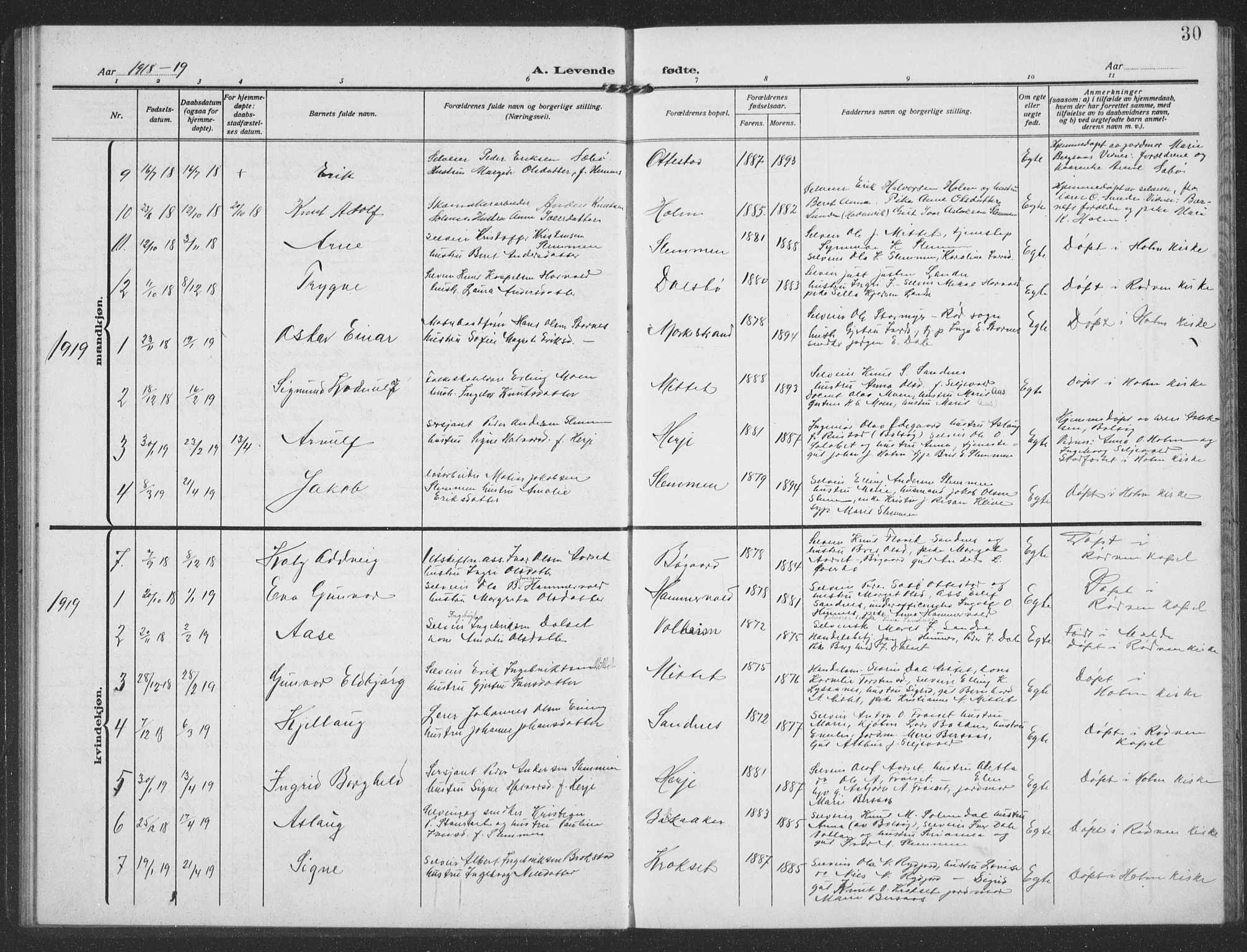 Ministerialprotokoller, klokkerbøker og fødselsregistre - Møre og Romsdal, AV/SAT-A-1454/549/L0615: Parish register (copy) no. 549C01, 1905-1932, p. 30