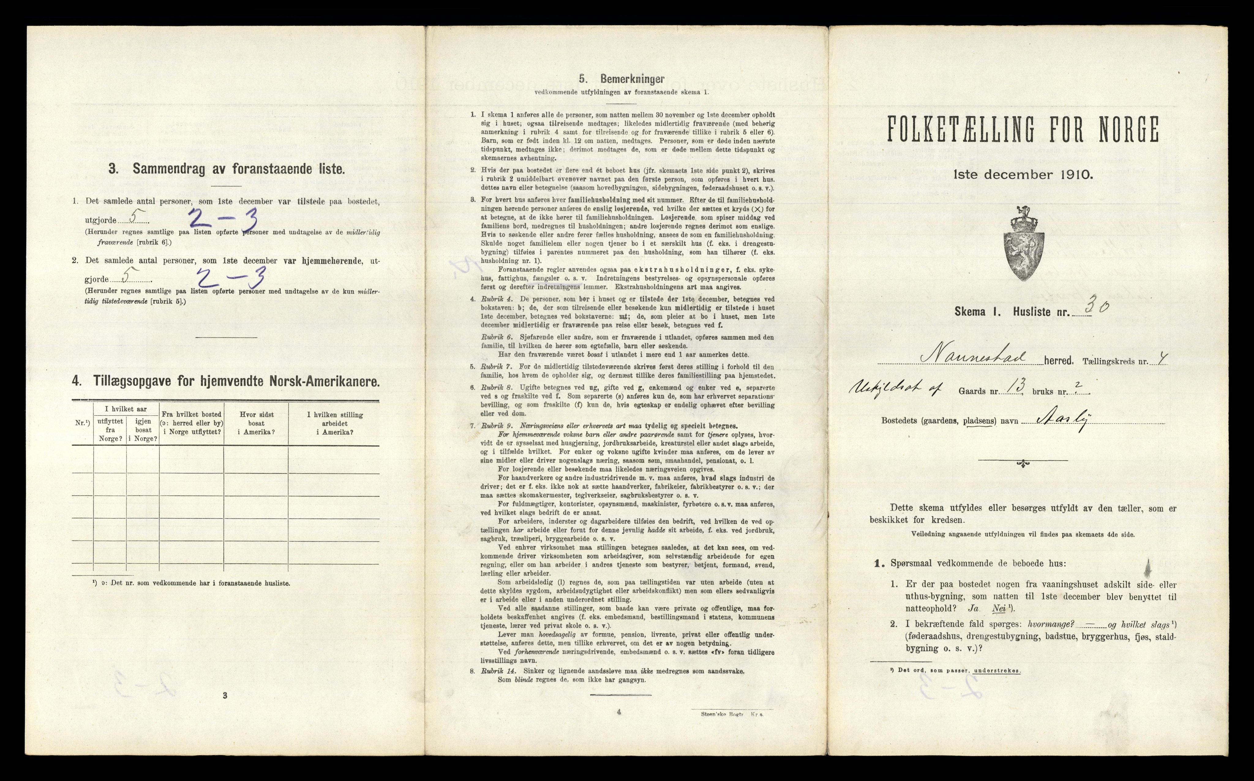 RA, 1910 census for Nannestad, 1910, p. 507