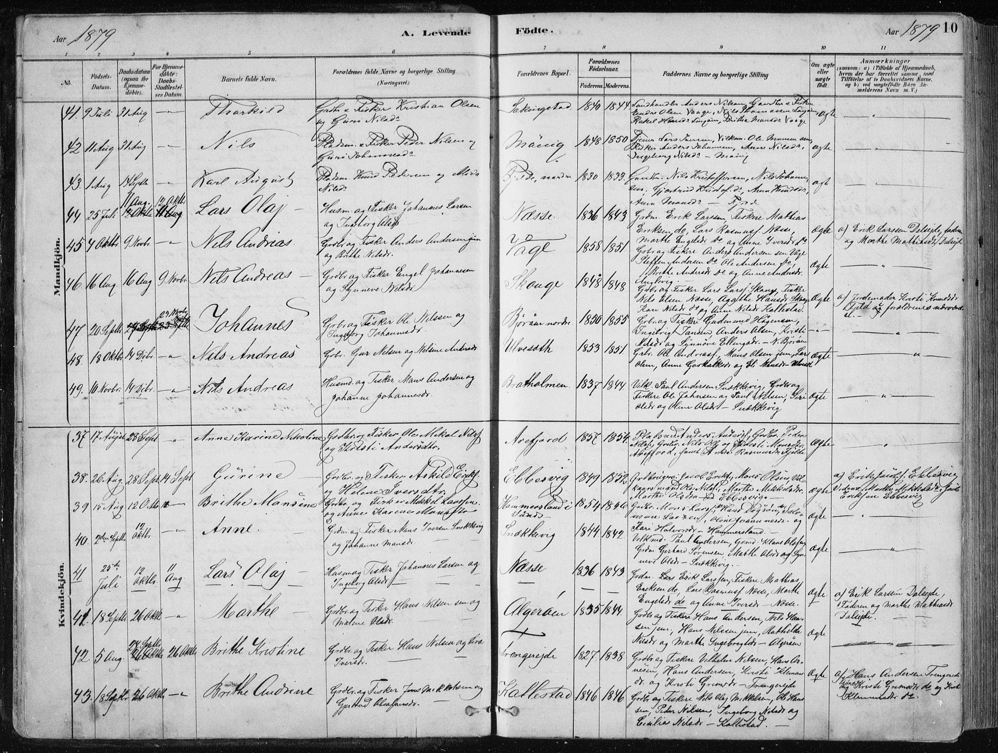 Fjell sokneprestembete, SAB/A-75301/H/Haa: Parish register (official) no. A  8, 1878-1898, p. 10