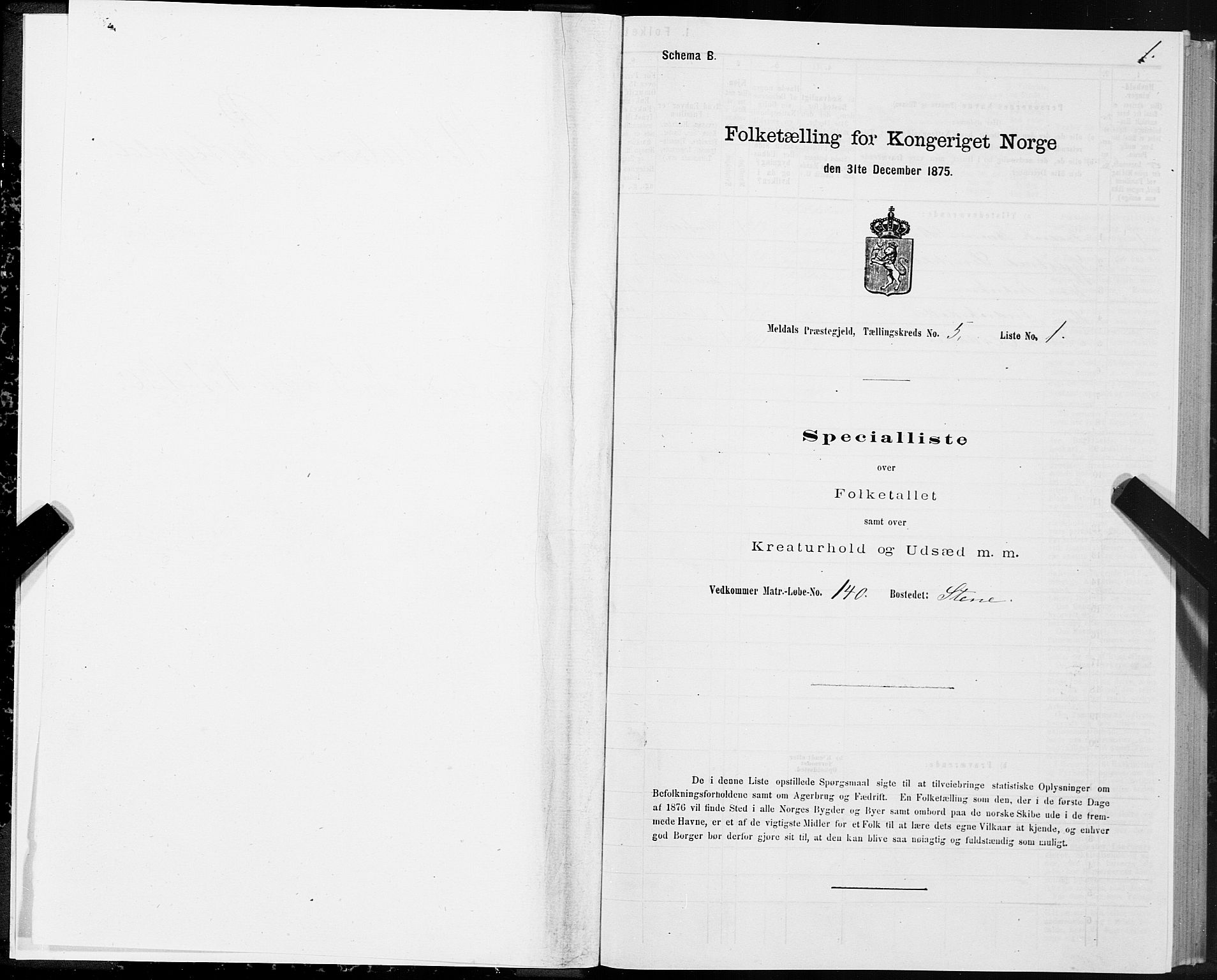 SAT, 1875 census for 1636P Meldal, 1875, p. 3001