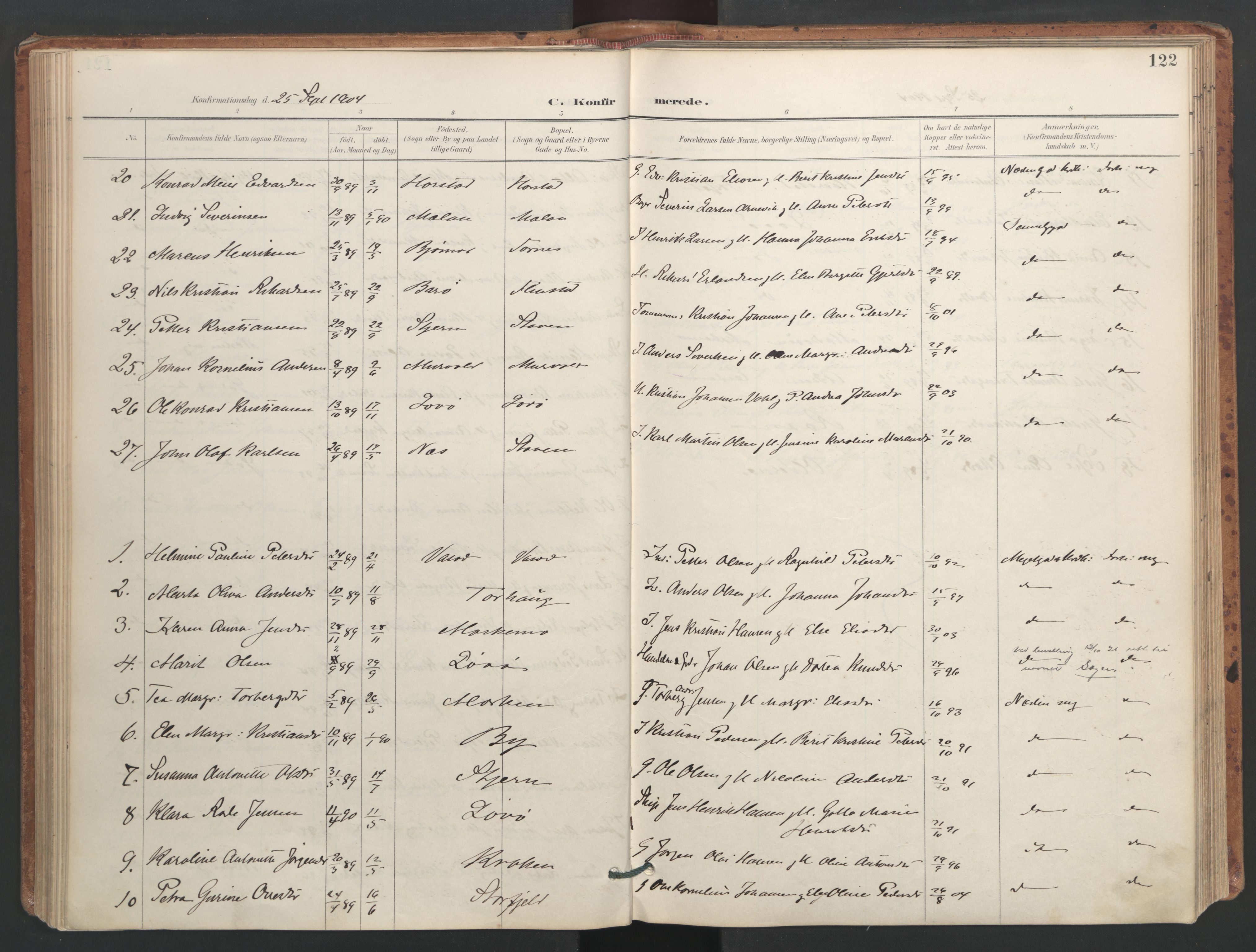 Ministerialprotokoller, klokkerbøker og fødselsregistre - Sør-Trøndelag, SAT/A-1456/655/L0681: Parish register (official) no. 655A10, 1895-1907, p. 122