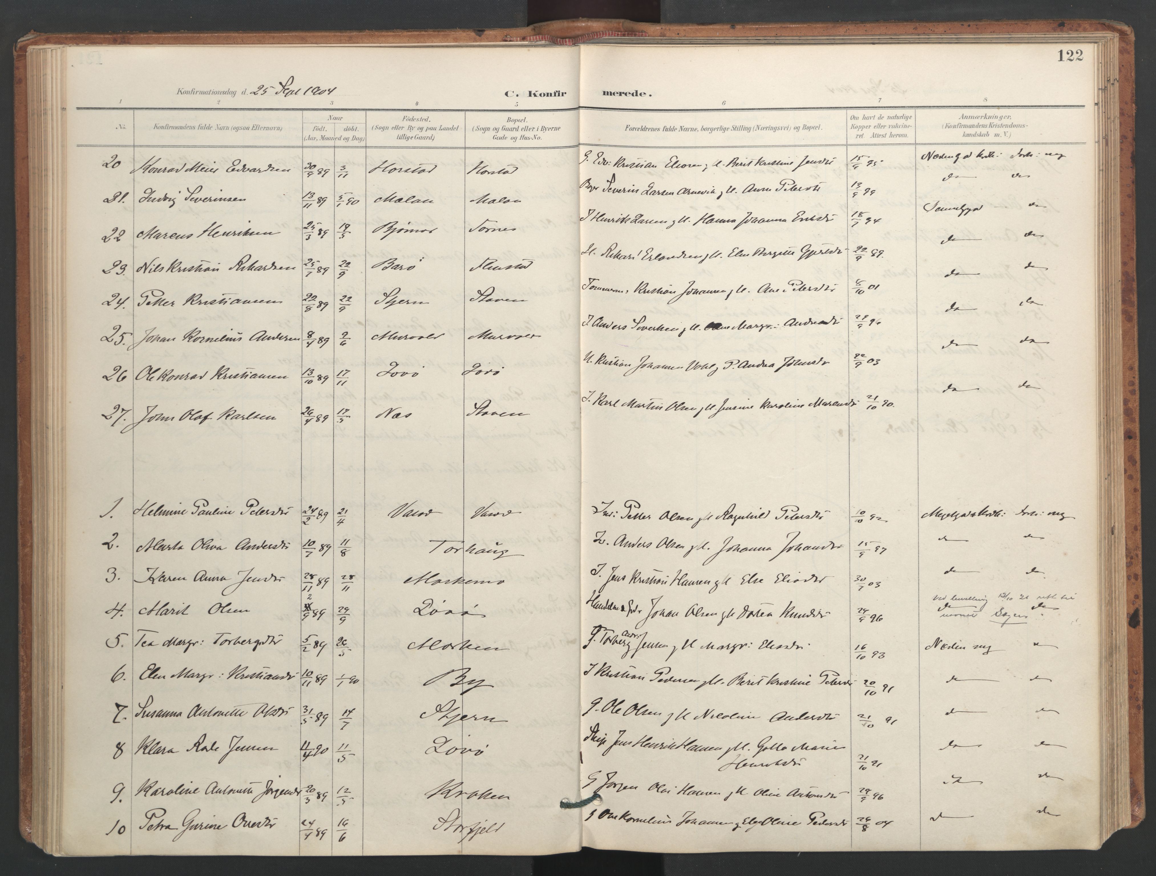Ministerialprotokoller, klokkerbøker og fødselsregistre - Sør-Trøndelag, AV/SAT-A-1456/655/L0681: Parish register (official) no. 655A10, 1895-1907, p. 122