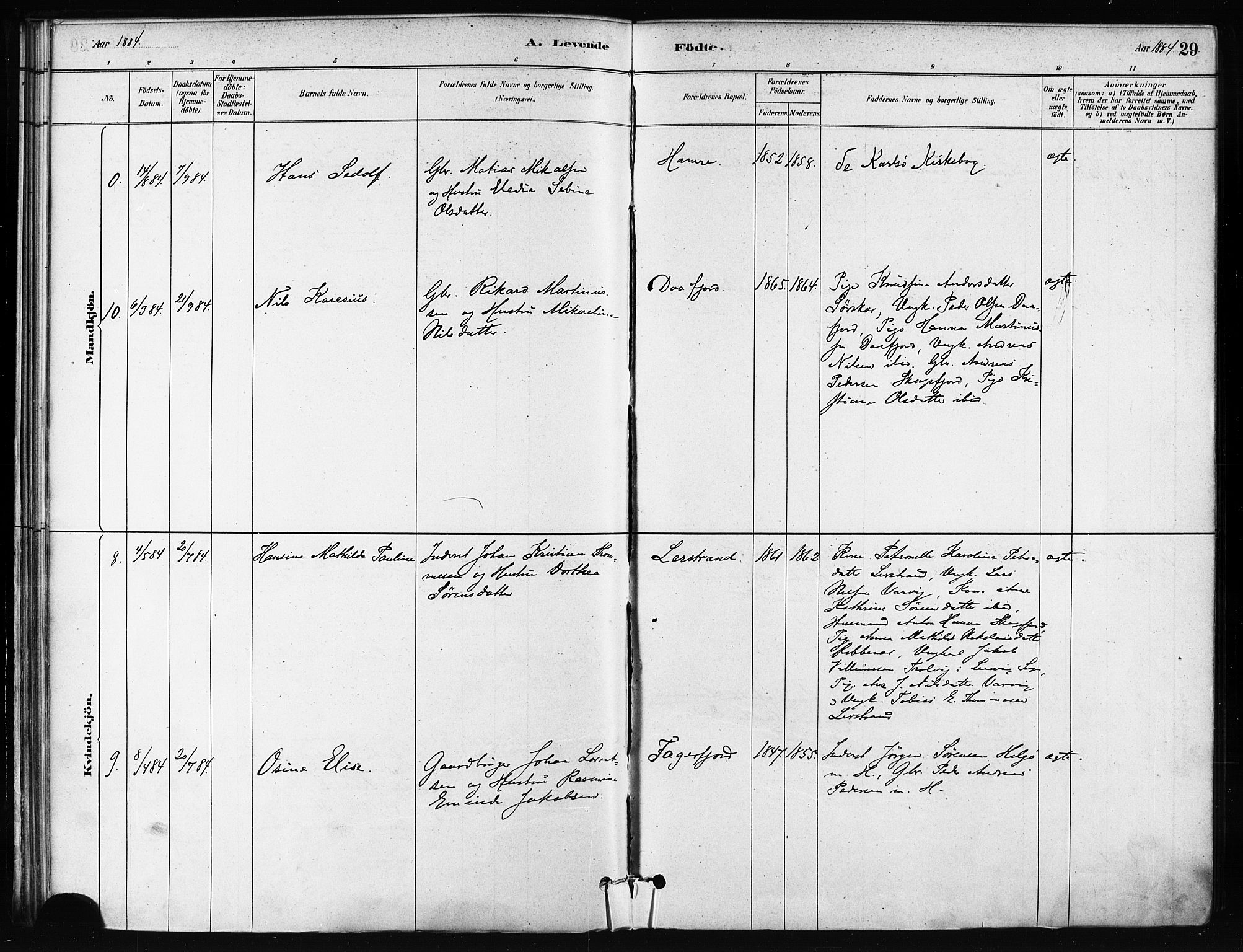 Karlsøy sokneprestembete, SATØ/S-1299/H/Ha/Haa/L0011kirke: Parish register (official) no. 11, 1879-1892, p. 29