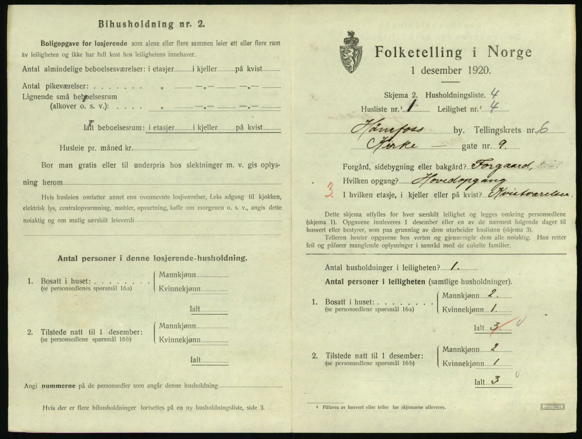 SAKO, 1920 census for Hønefoss, 1920, p. 1912