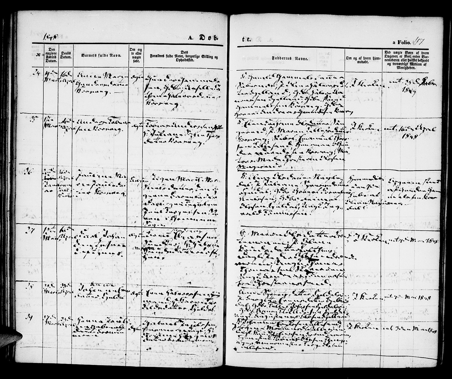 Vestre Moland sokneprestkontor, AV/SAK-1111-0046/F/Fa/Fab/L0005: Parish register (official) no. A 5, 1841-1849, p. 47