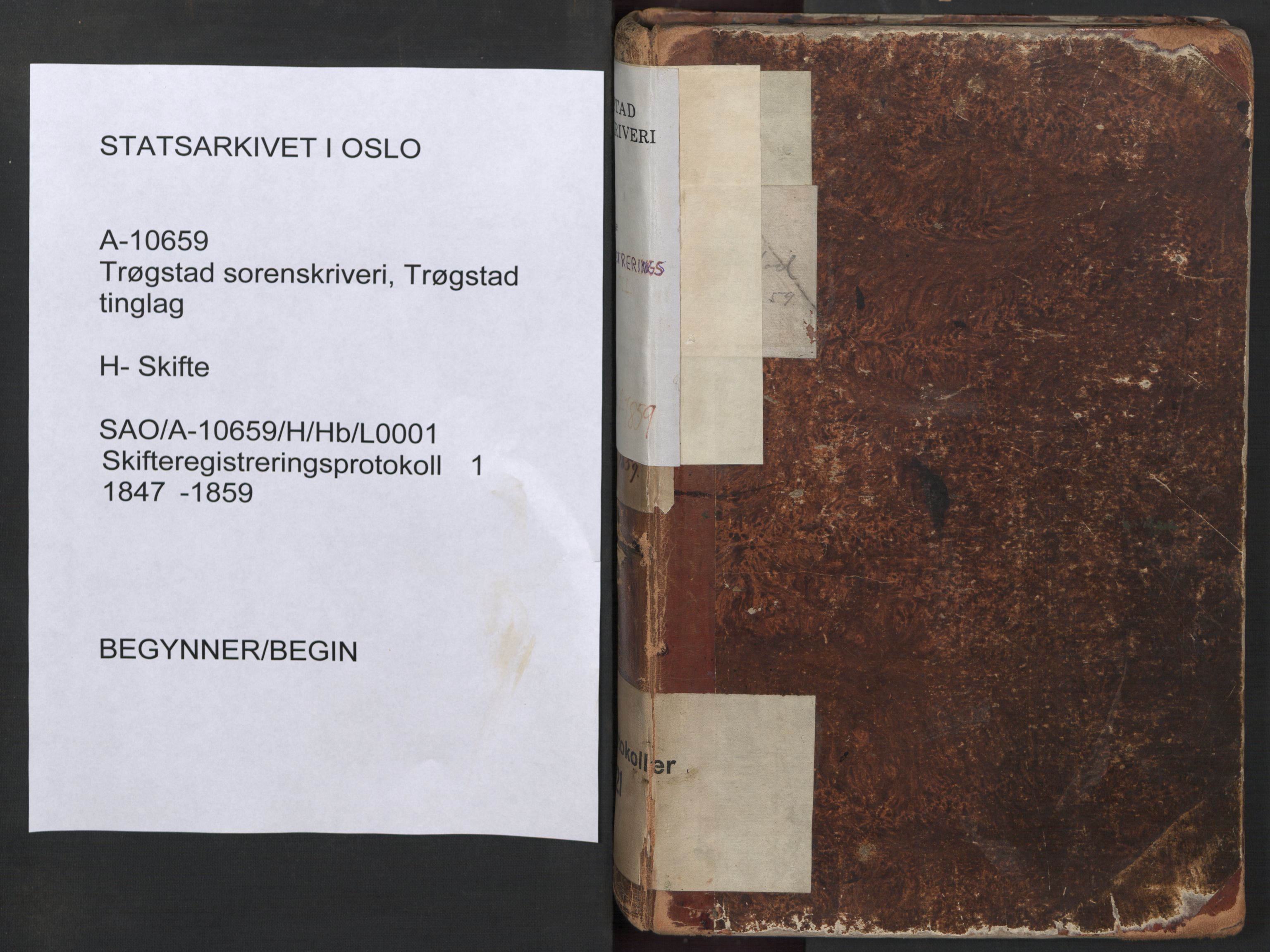 Trøgstad sorenskriveri, SAO/A-10659/H/Hb/L0001: Skifteregistreringsprotokoller, 1847-1859