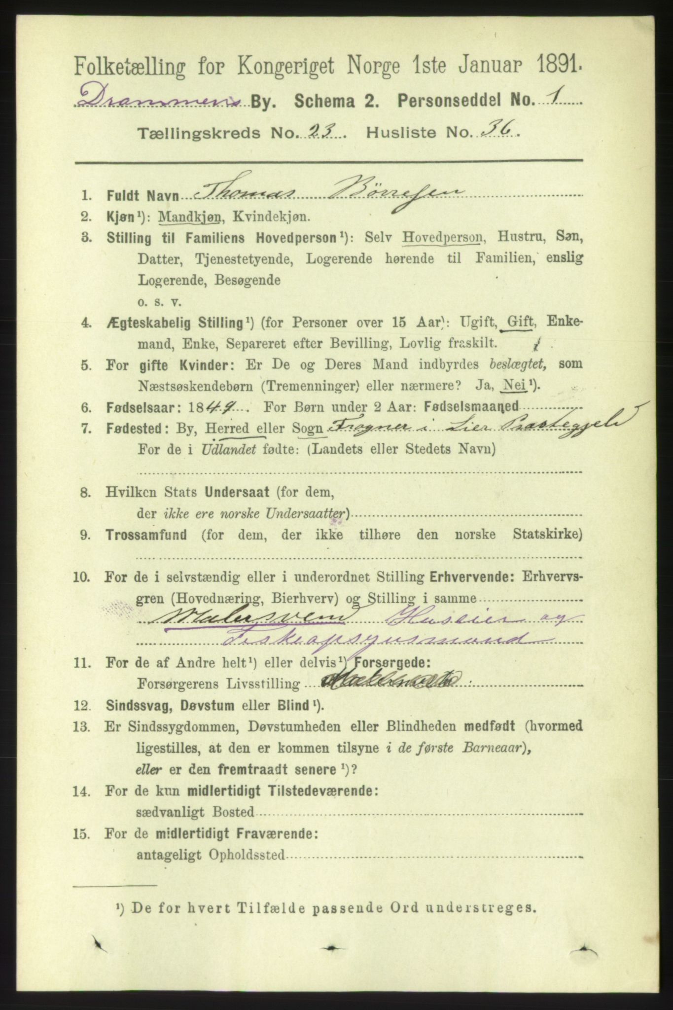 RA, 1891 census for 0602 Drammen, 1891, p. 14633