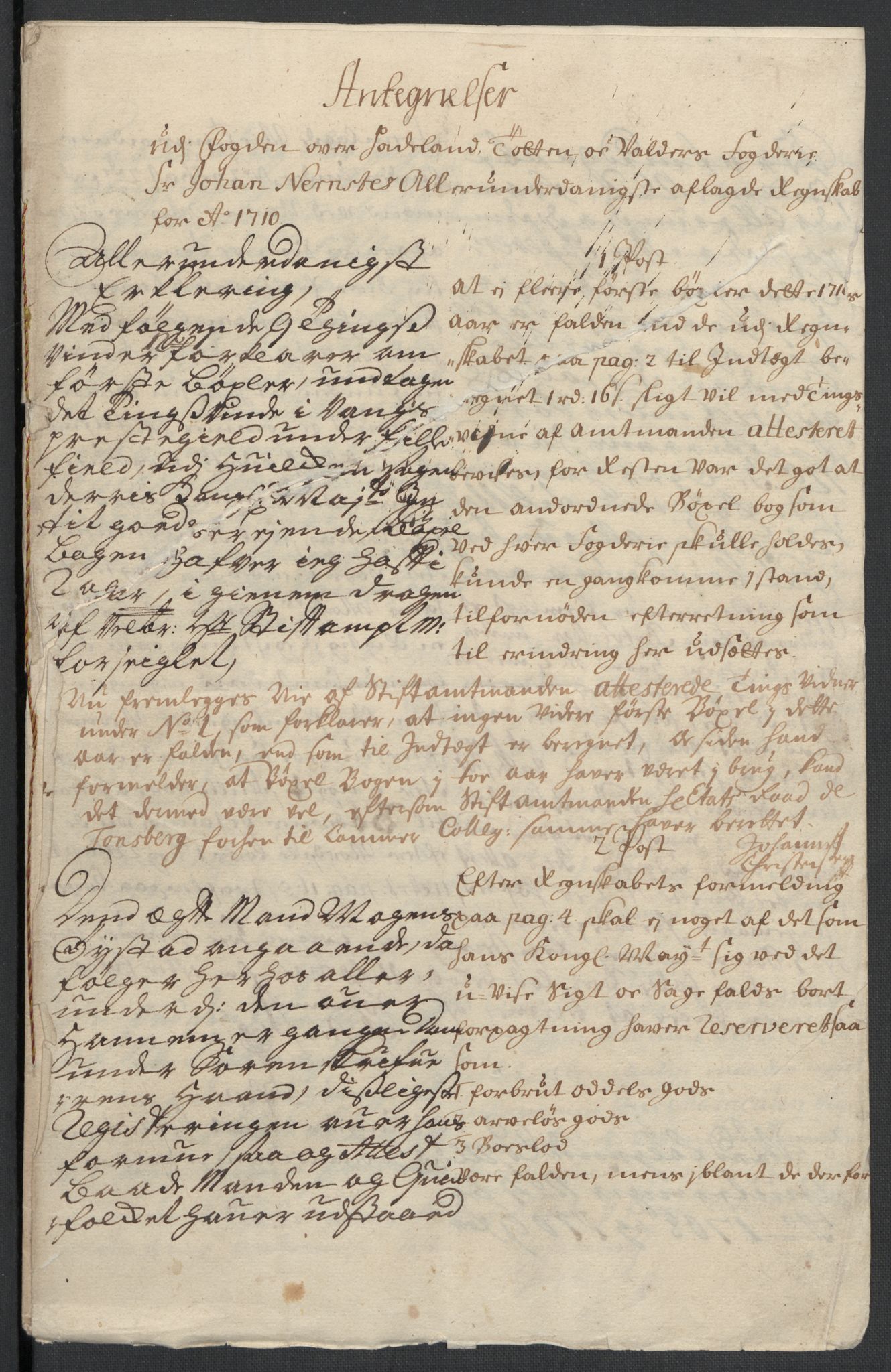 Rentekammeret inntil 1814, Reviderte regnskaper, Fogderegnskap, AV/RA-EA-4092/R18/L1307: Fogderegnskap Hadeland, Toten og Valdres, 1710, p. 162