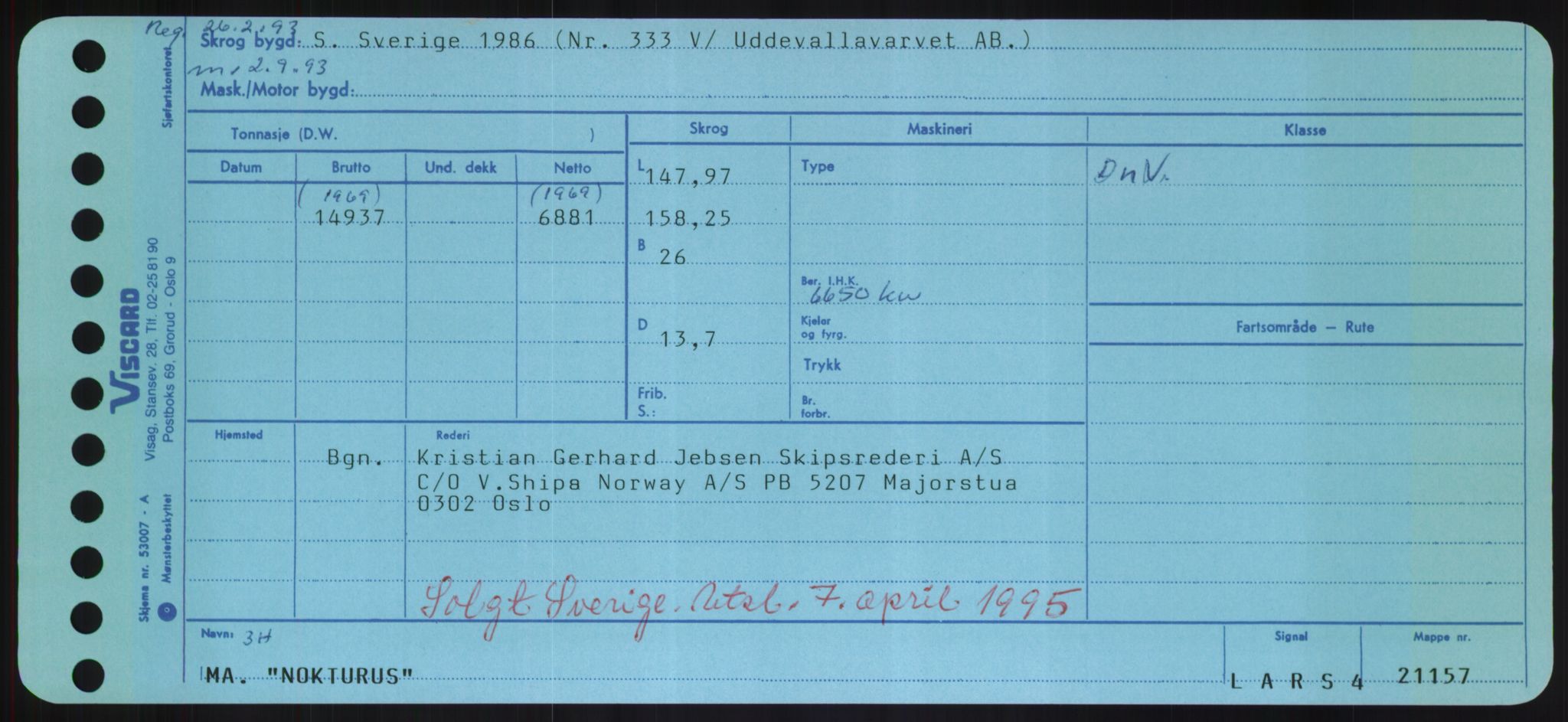 Sjøfartsdirektoratet med forløpere, Skipsmålingen, RA/S-1627/H/Hd/L0026: Fartøy, N-Norhol, p. 243