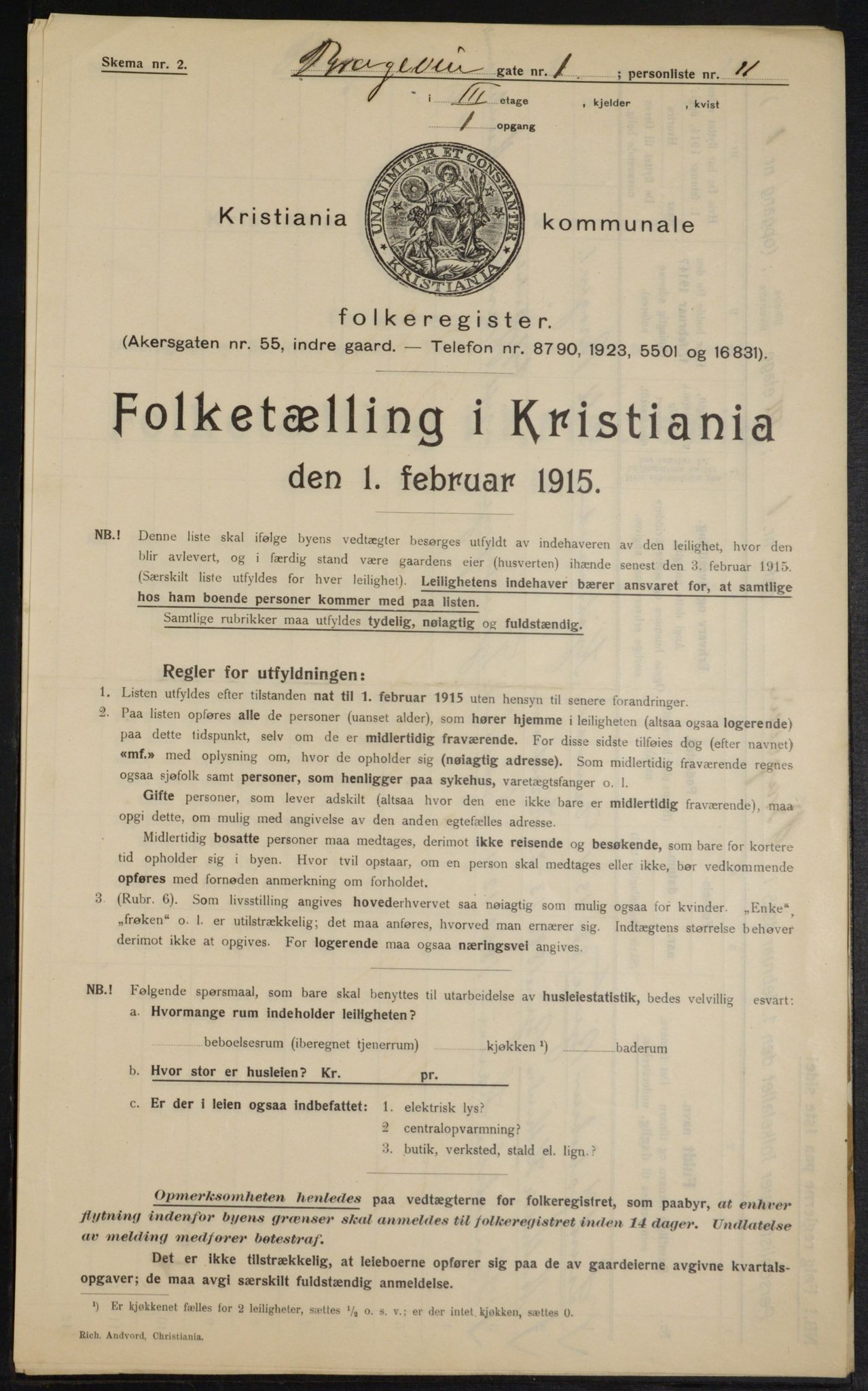 OBA, Municipal Census 1915 for Kristiania, 1915, p. 7955