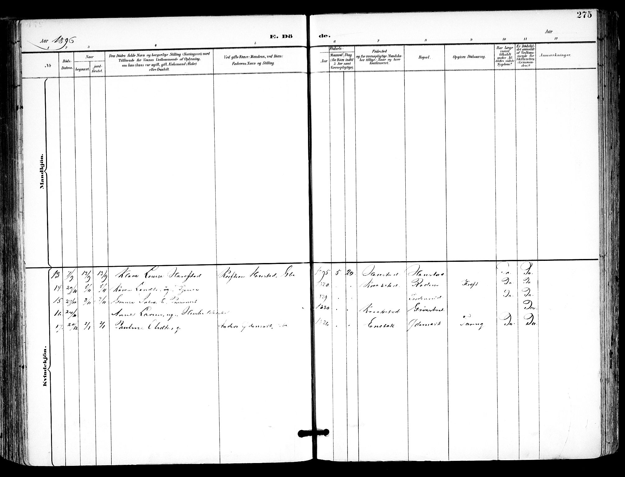 Kråkstad prestekontor Kirkebøker, AV/SAO-A-10125a/F/Fa/L0010: Parish register (official) no. I 10, 1893-1931, p. 275
