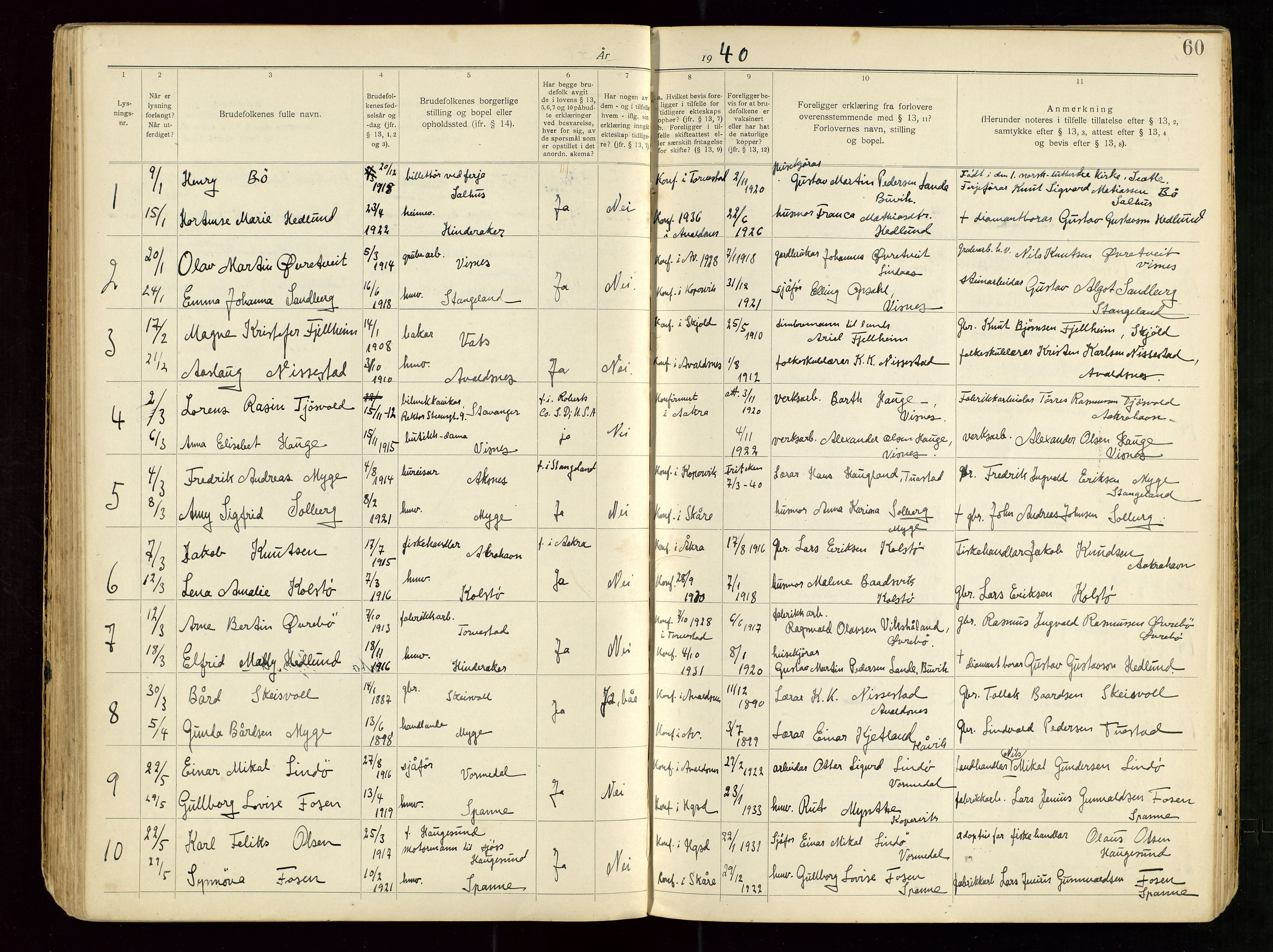 Banns register no. 5, 1919-1952, p. 60