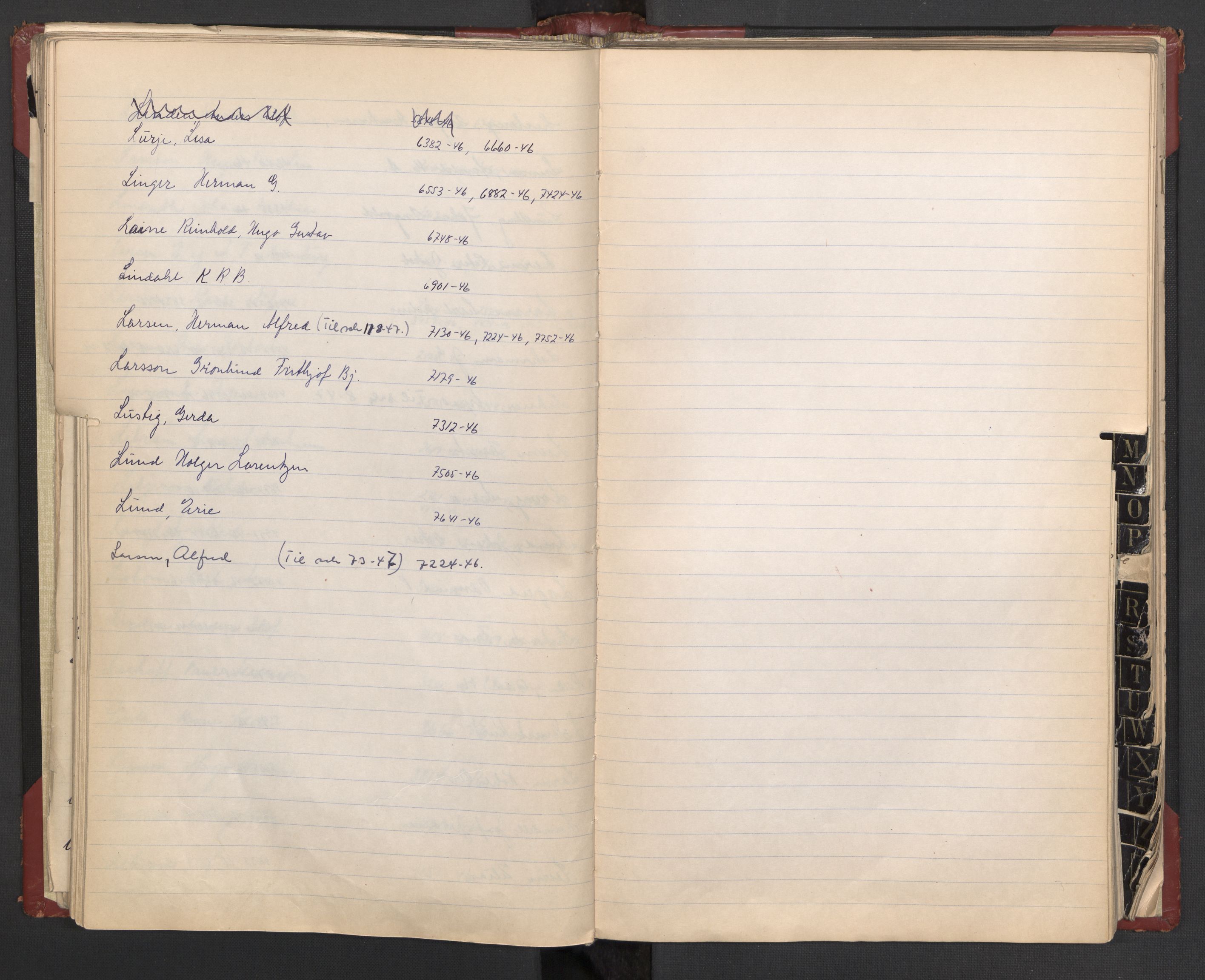 Justisdepartementet, 3. politikontor P3, AV/RA-S-1051/C/Cc/L0002: Journalregister over statsborgersaker, 1940-1946, p. 65