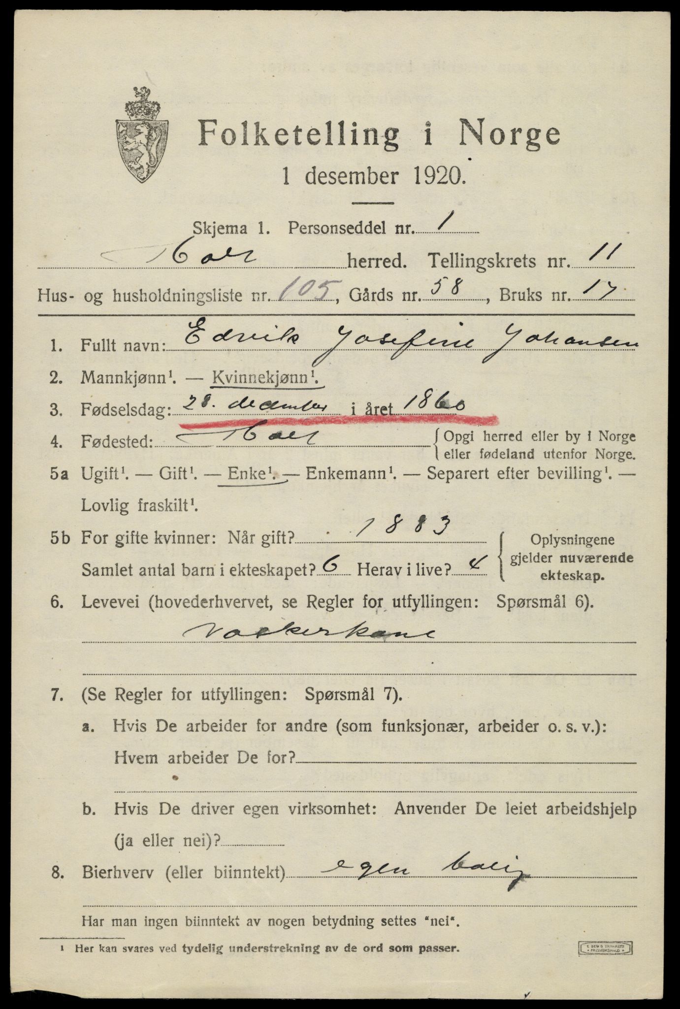 SAK, 1920 census for Holt, 1920, p. 7130