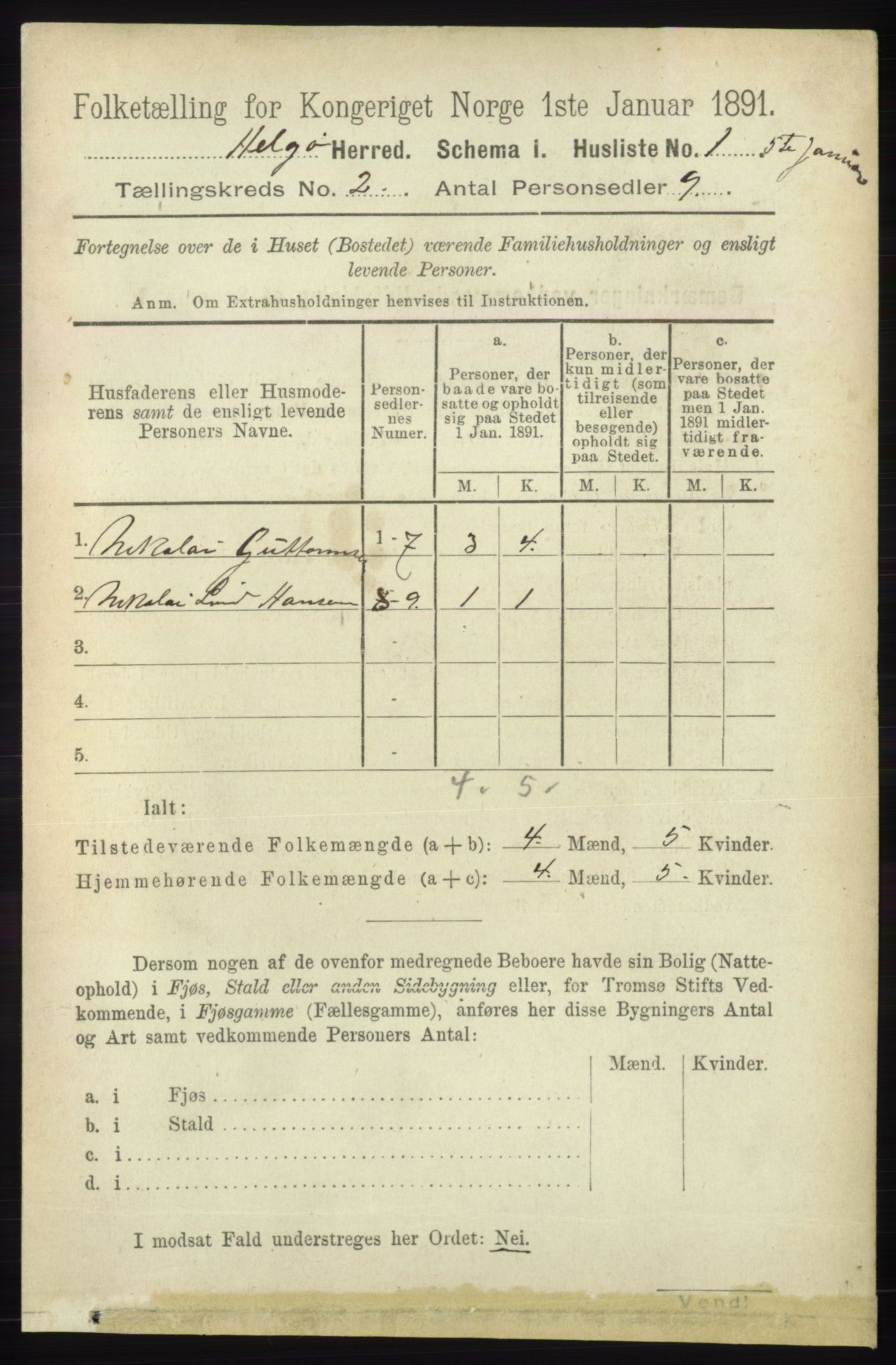 RA, 1891 census for 1935 Helgøy, 1891, p. 283