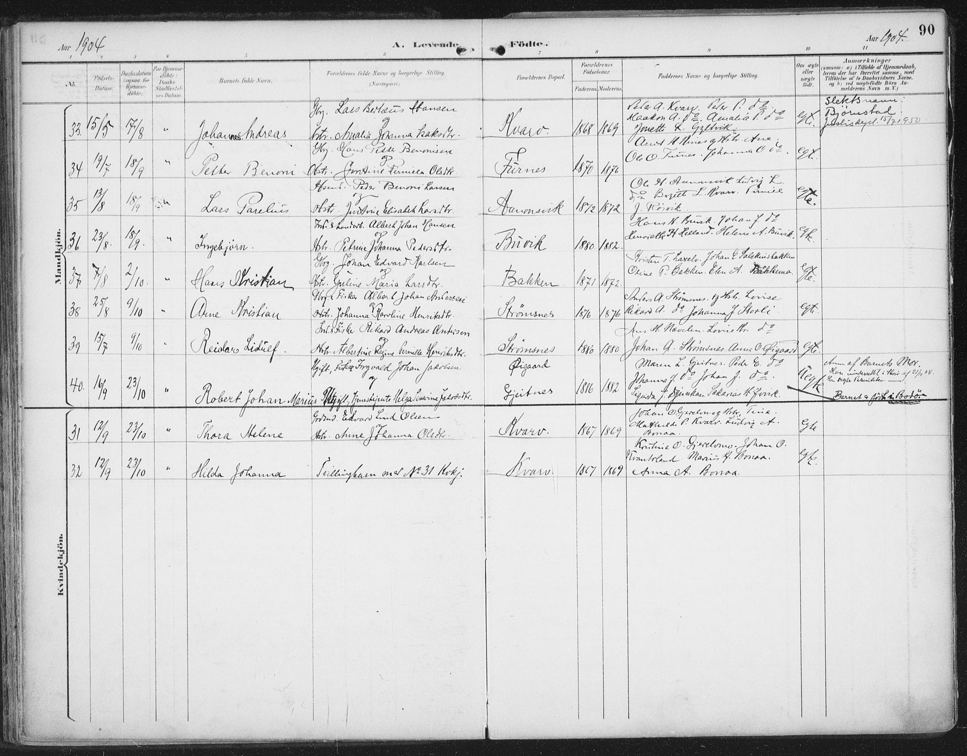 Ministerialprotokoller, klokkerbøker og fødselsregistre - Nordland, SAT/A-1459/854/L0779: Parish register (official) no. 854A02, 1892-1909, p. 90