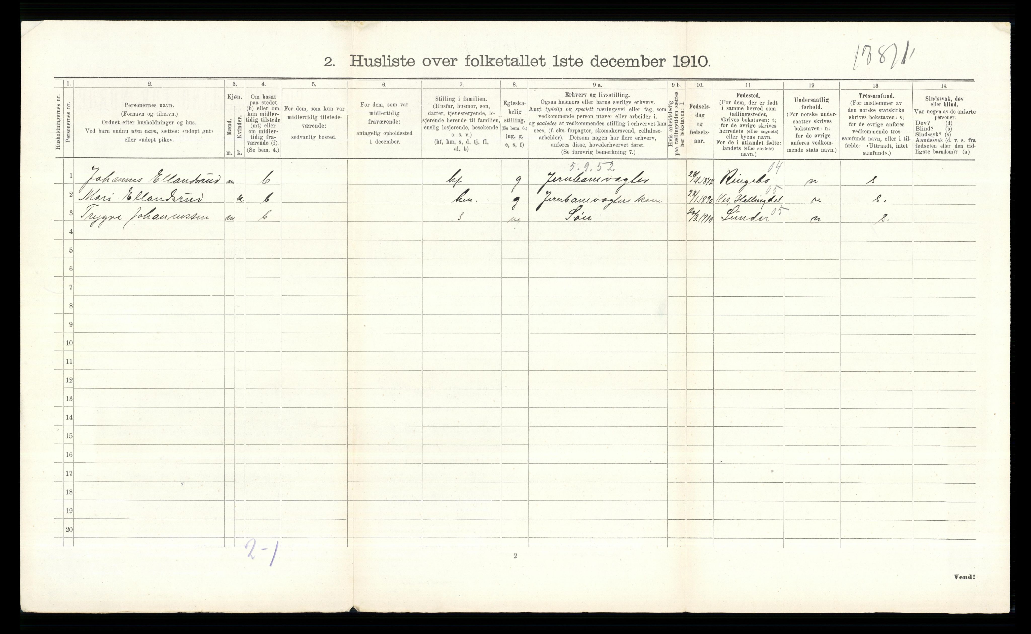 RA, 1910 census for Krødsherad, 1910, p. 604