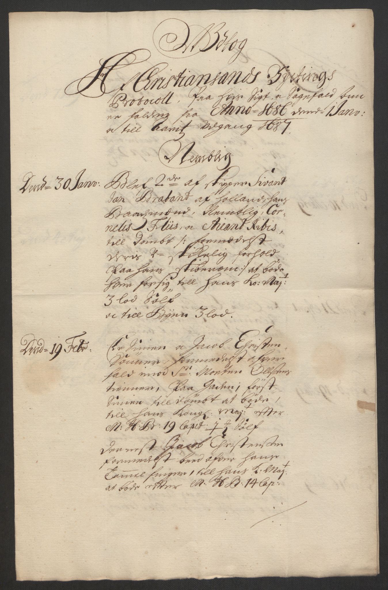 Rentekammeret inntil 1814, Reviderte regnskaper, Byregnskaper, AV/RA-EA-4066/R/Rm/L0285: [M18] Sikt og sakefall, 1681-1718, p. 73