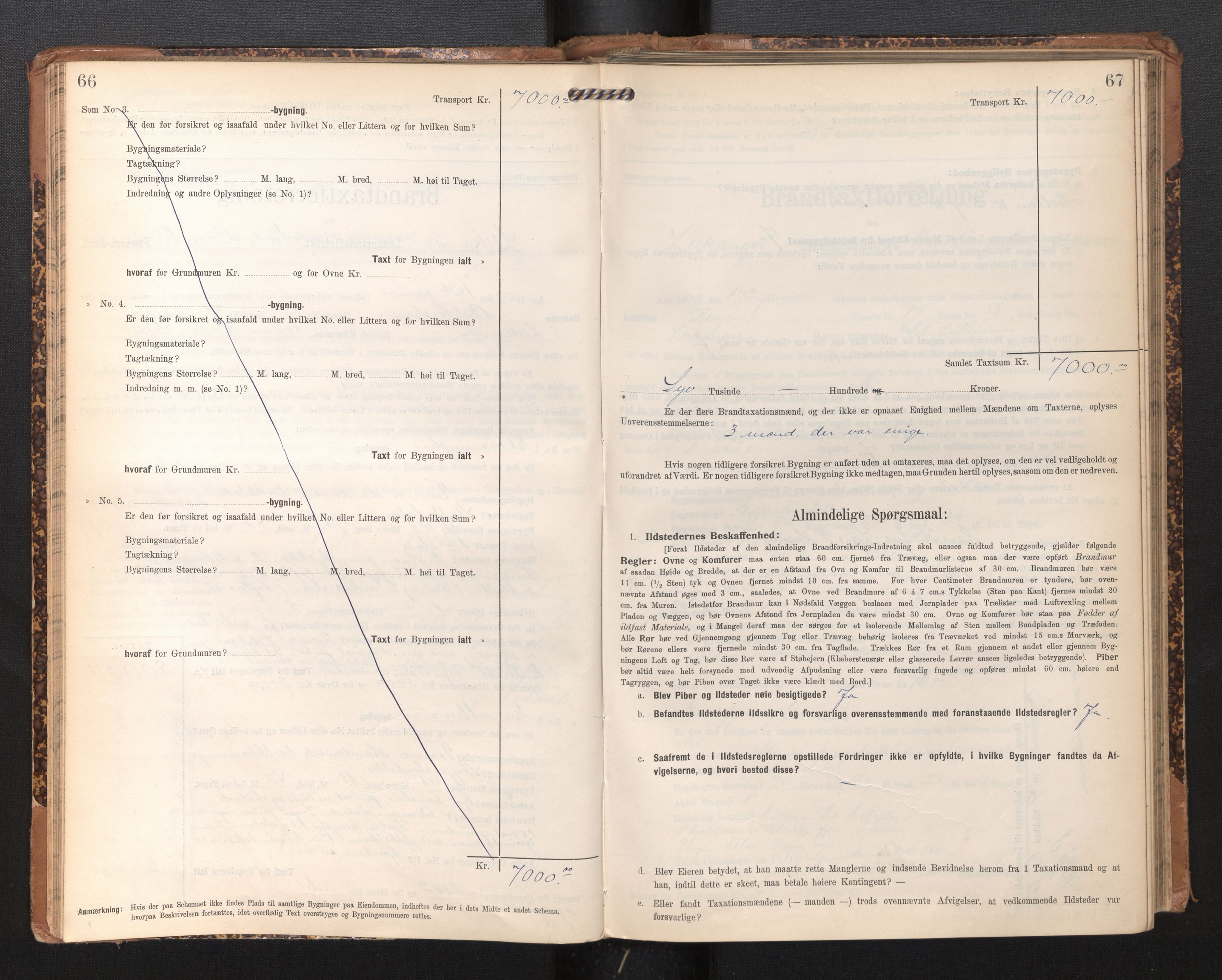 Lensmannen i Leikanger, AV/SAB-A-29201/0012/L0005: Branntakstprotokoll, skjematakst, 1907-1917, p. 66-67