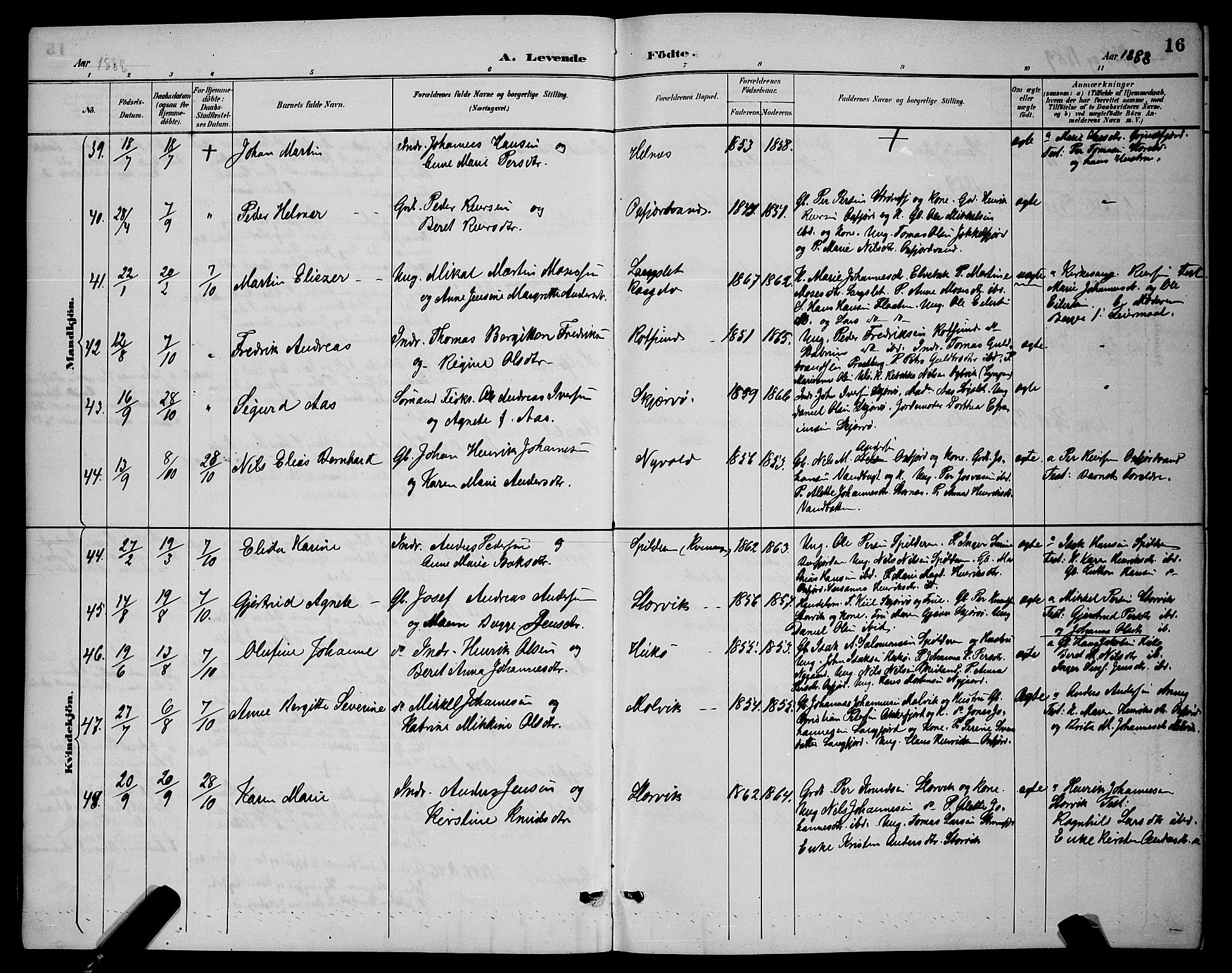 Skjervøy sokneprestkontor, AV/SATØ-S-1300/H/Ha/Hab/L0007klokker: Parish register (copy) no. 7, 1889-1899, p. 16