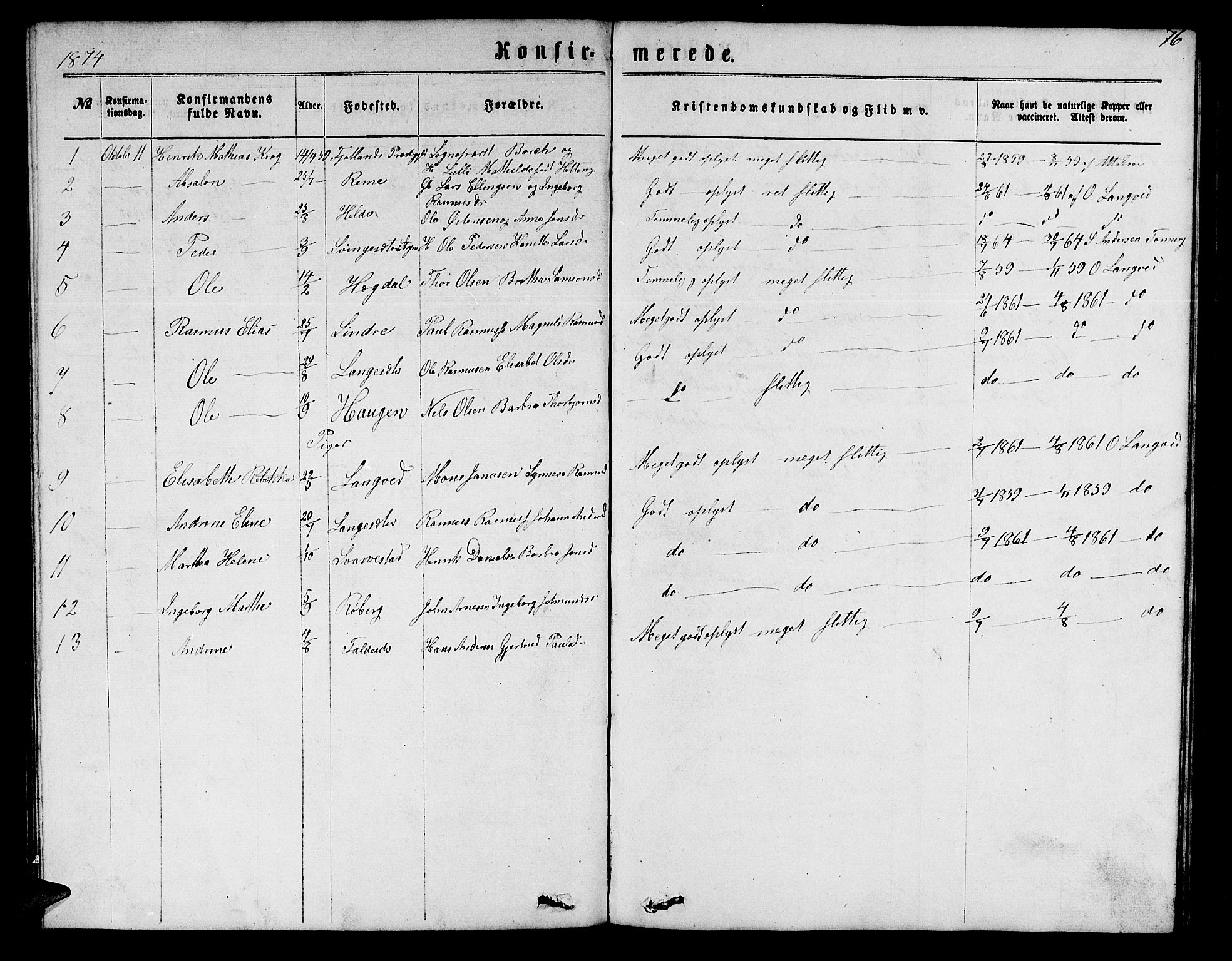 Innvik sokneprestembete, AV/SAB-A-80501: Parish register (copy) no. A 2, 1864-1885, p. 76