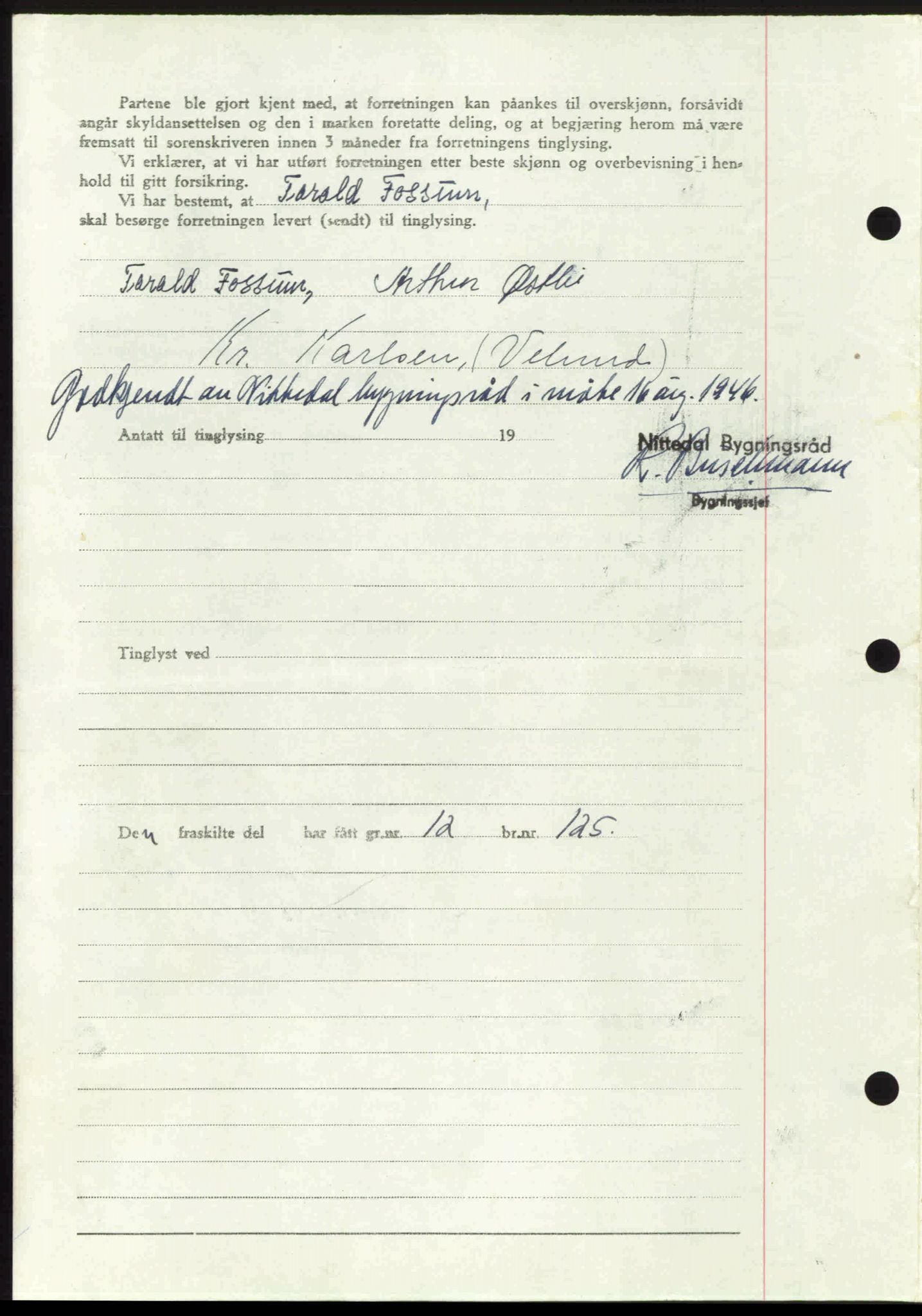 Nedre Romerike sorenskriveri, AV/SAO-A-10469/G/Gb/Gbd/L0017: Mortgage book no. 17, 1946-1946, Diary no: : 3164/1946