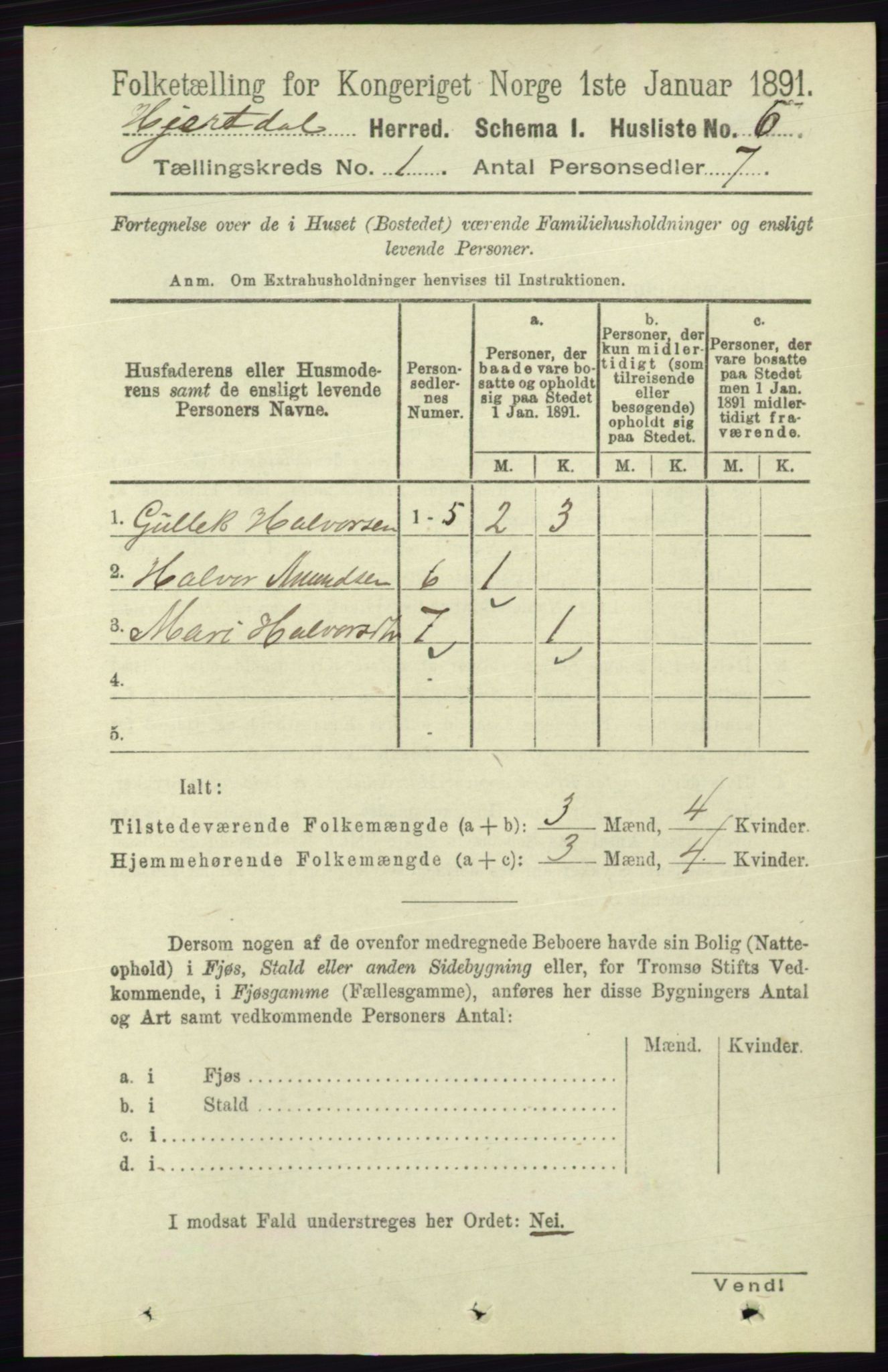 RA, 1891 census for 0827 Hjartdal, 1891, p. 30