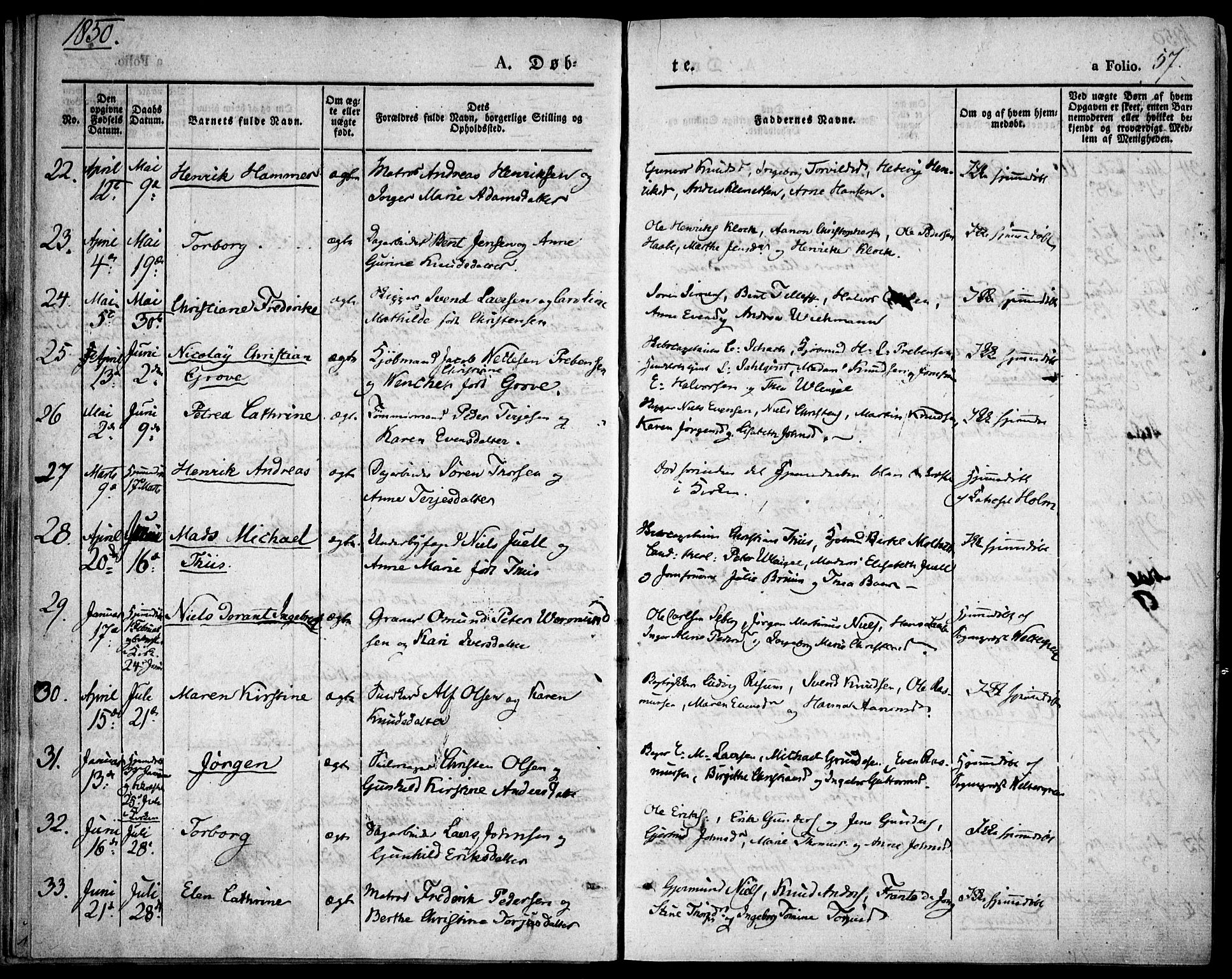 Risør sokneprestkontor, SAK/1111-0035/F/Fa/L0003: Parish register (official) no. A 3, 1838-1864, p. 57