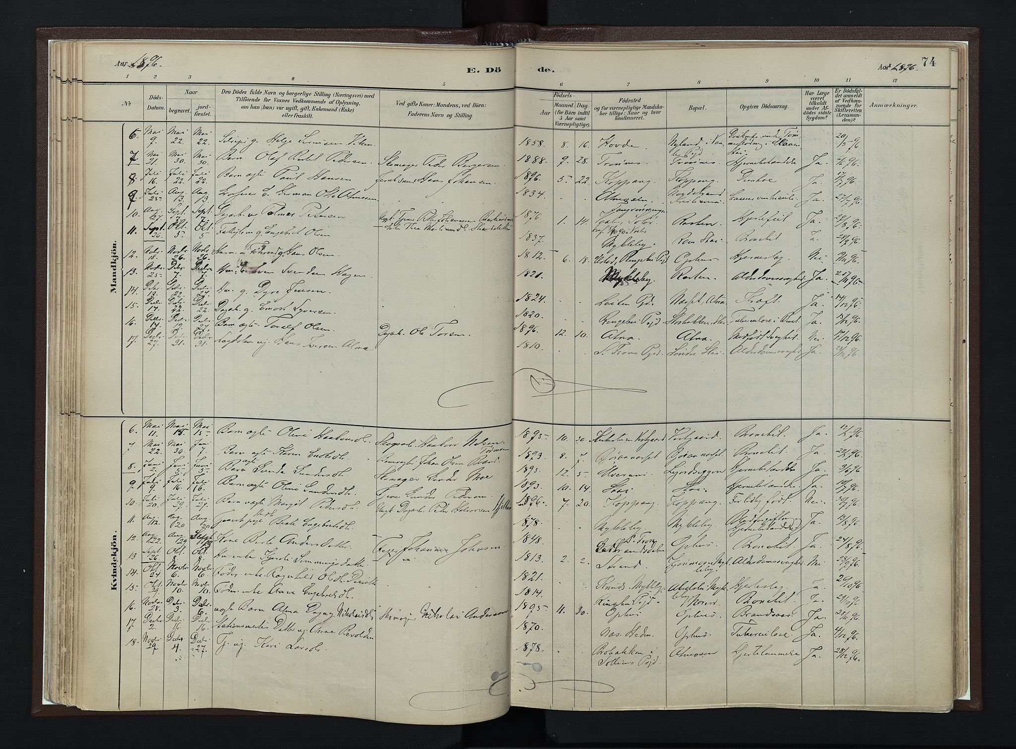 Stor-Elvdal prestekontor, SAH/PREST-052/H/Ha/Haa/L0003: Parish register (official) no. 3, 1882-1901, p. 74